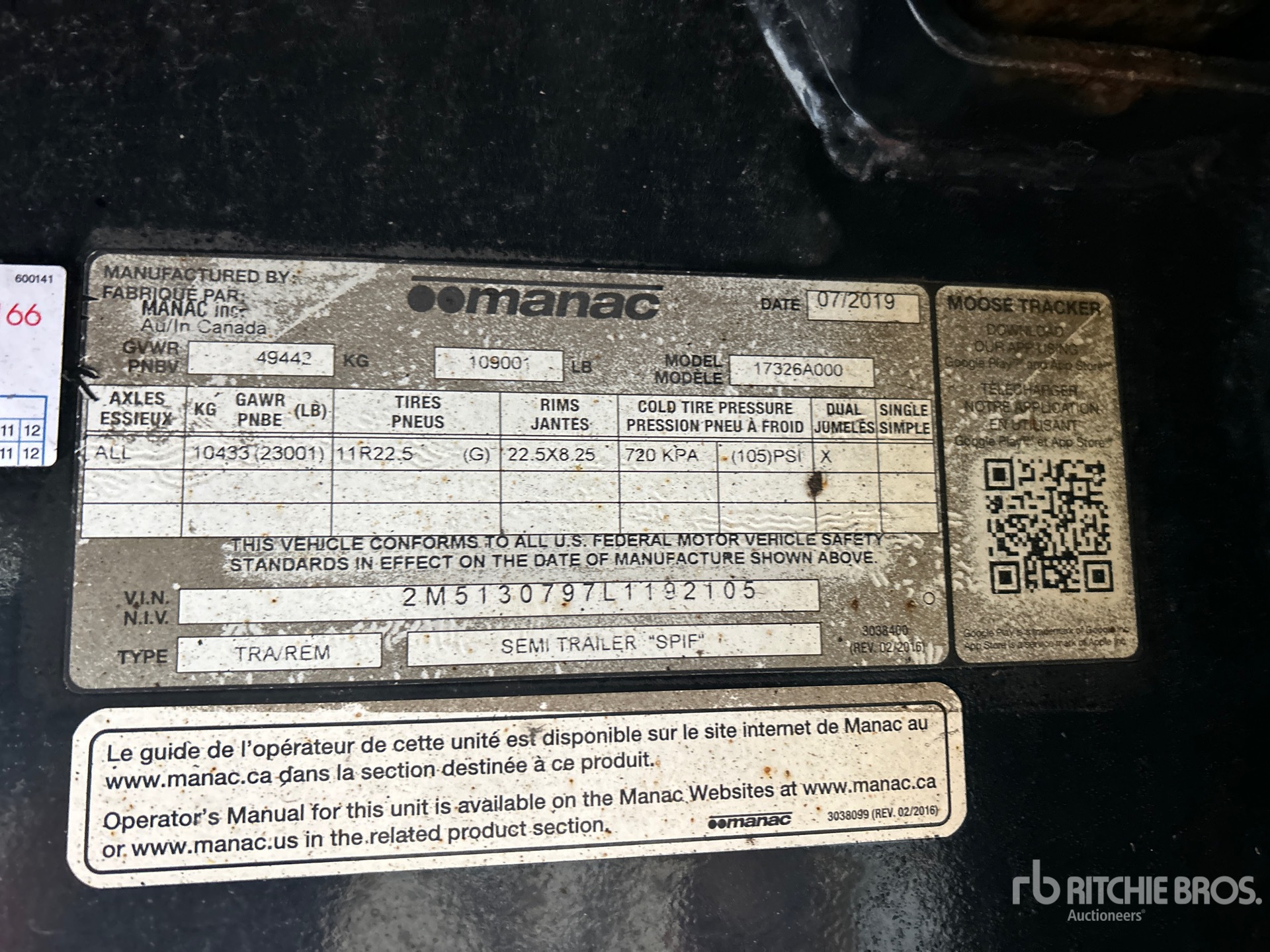General Appearance with Serial Number / VIN