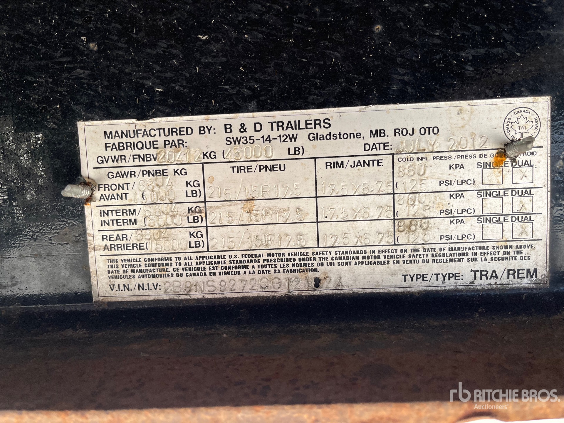 General Appearance with Serial Number / VIN