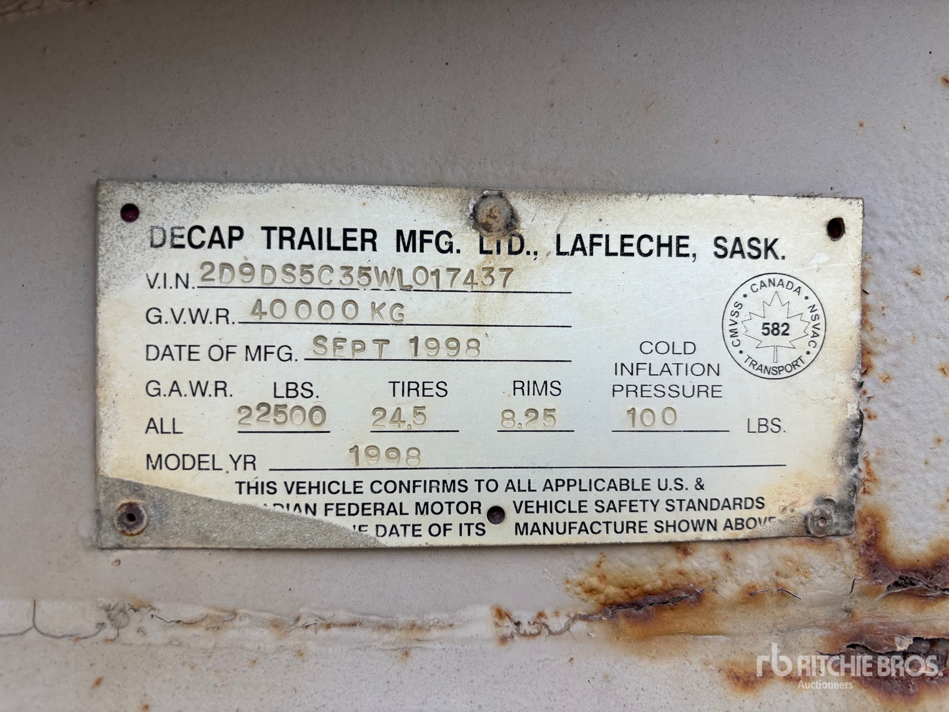 General Appearance with Serial Number / VIN