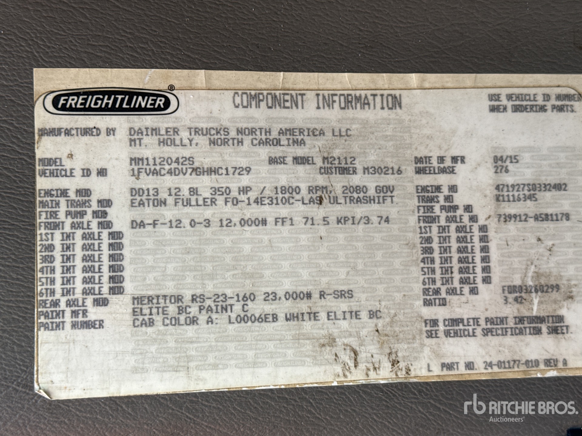 General Appearance with Serial Number / VIN