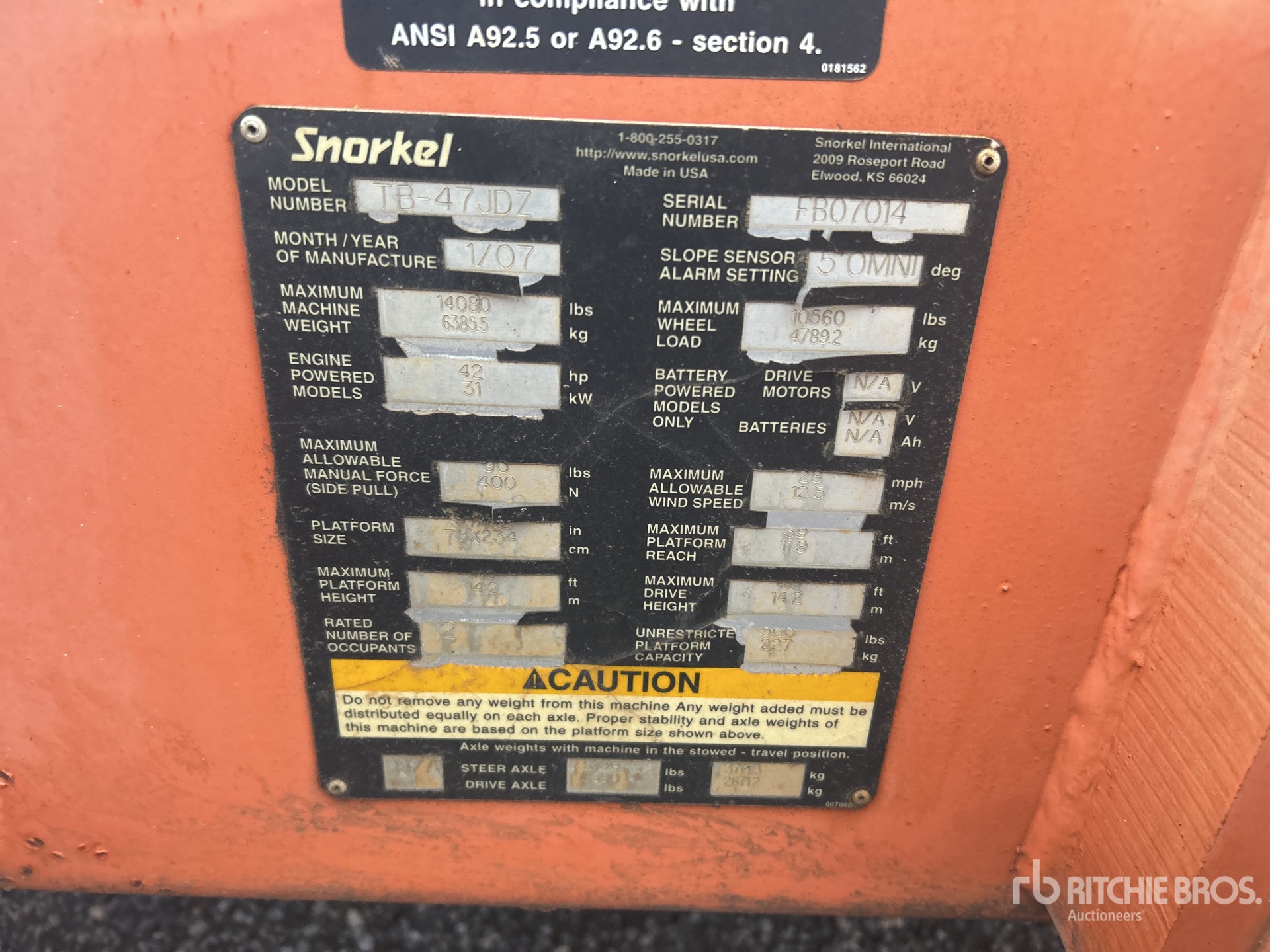 General Appearance with Serial Number / VIN