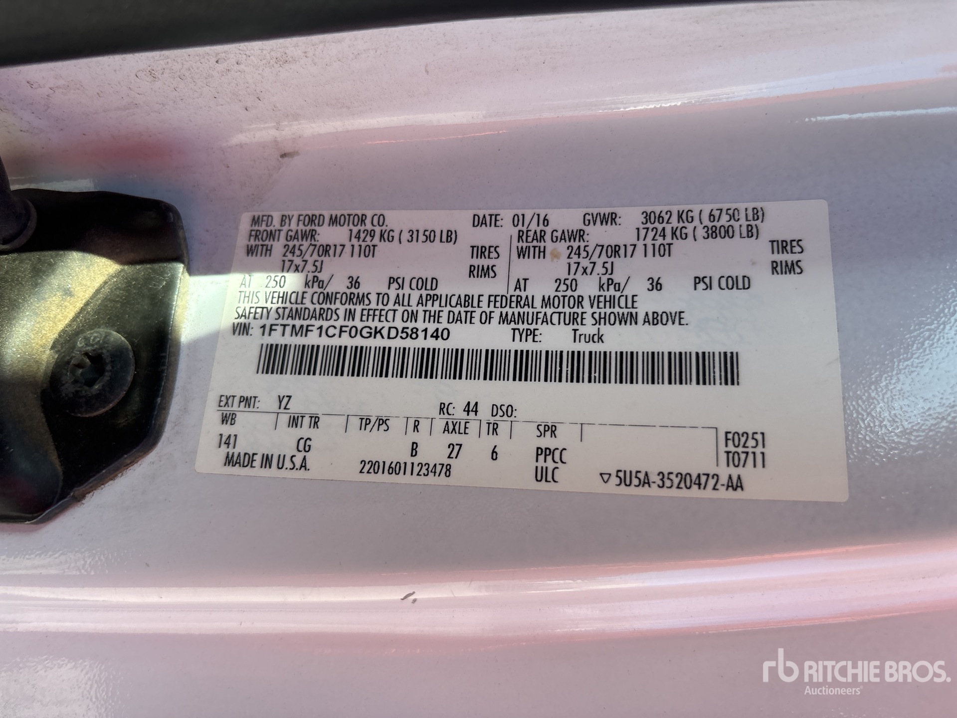 General Appearance with Serial Number / VIN