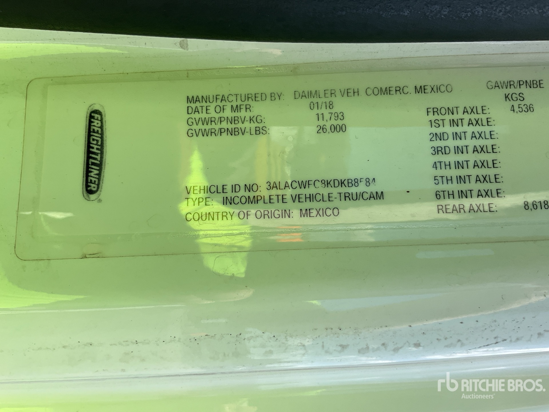 General Appearance with Serial Number / VIN