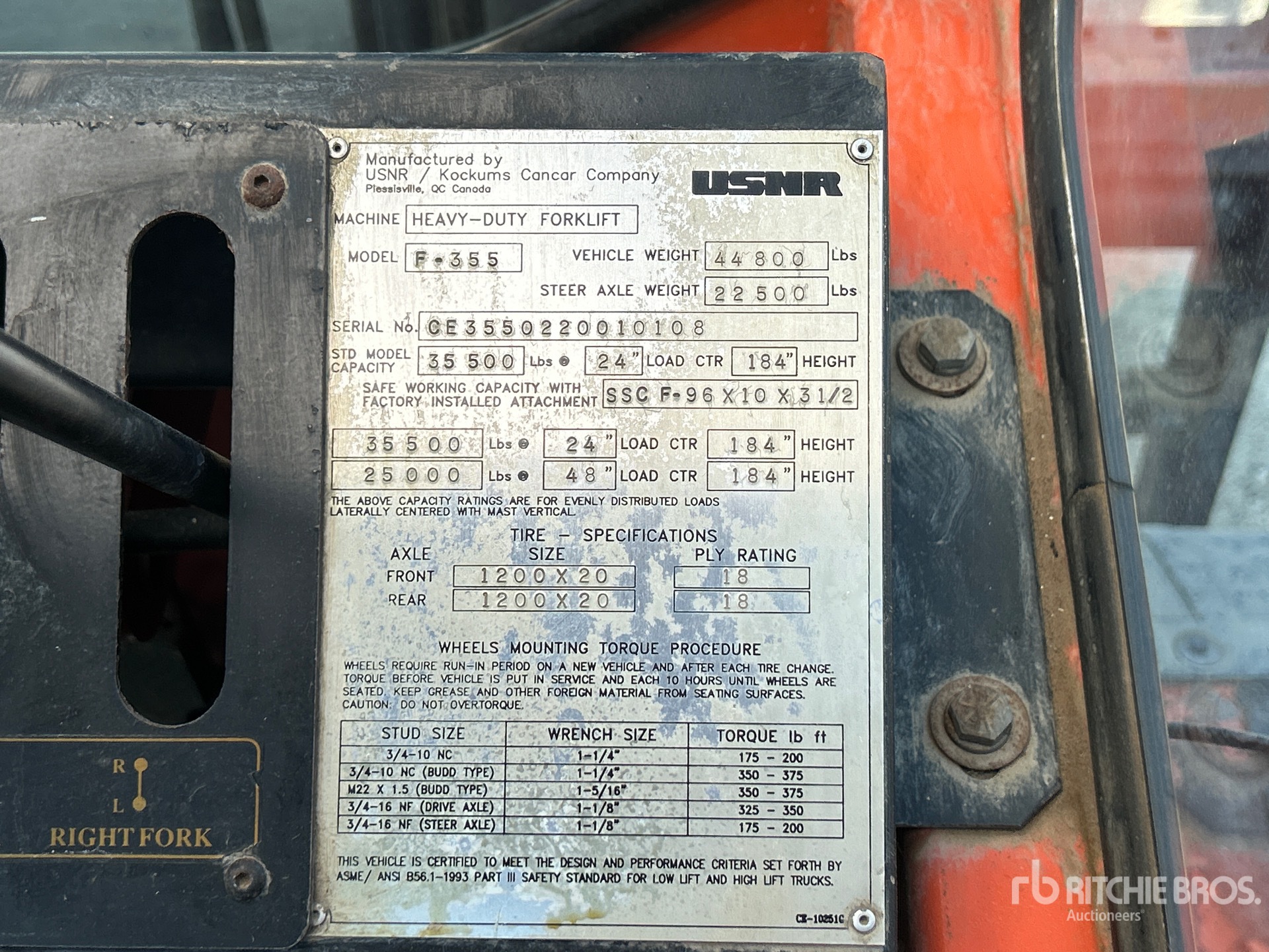 General Appearance with Serial Number / VIN