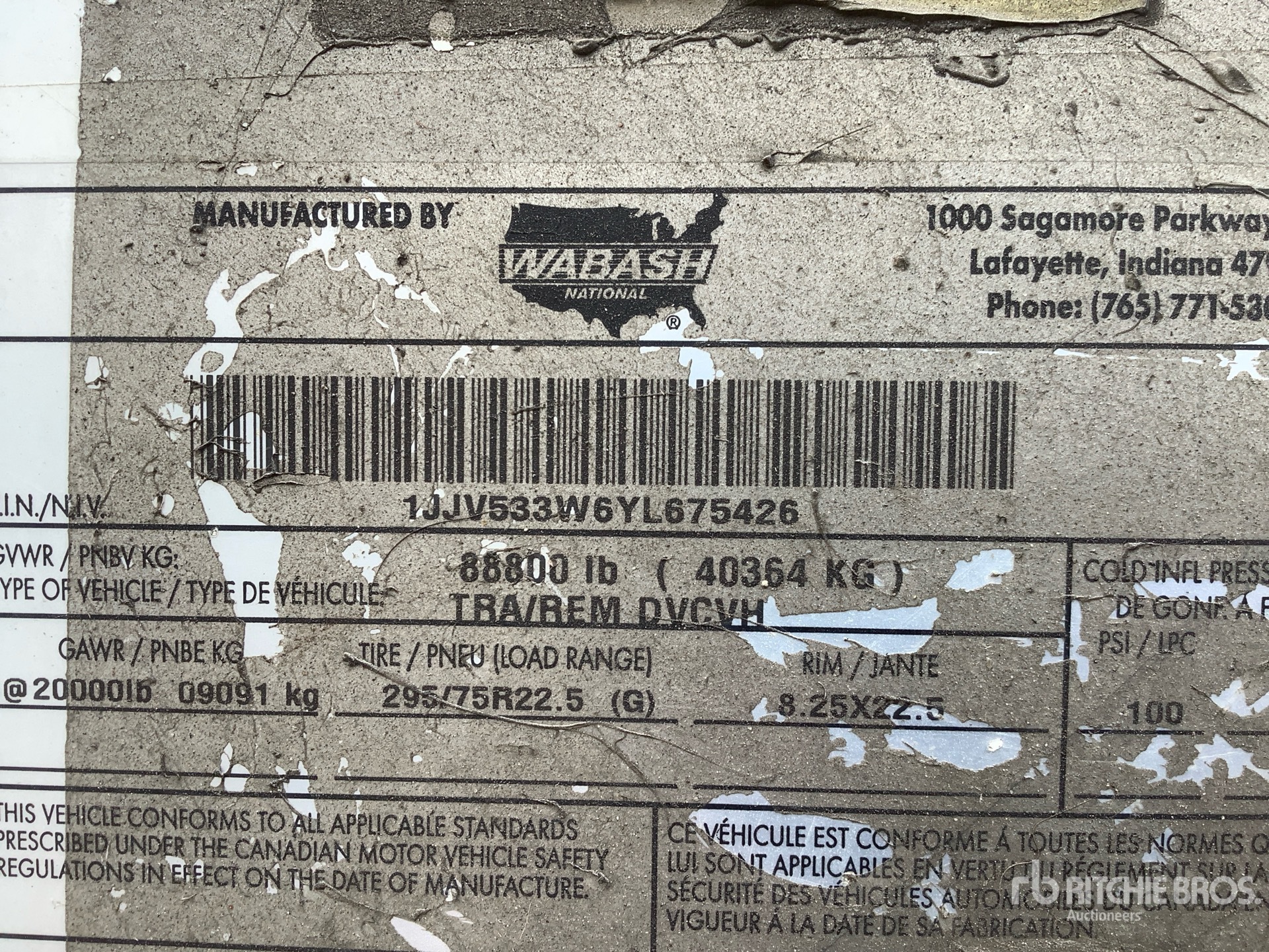 General Appearance with Serial Number / VIN