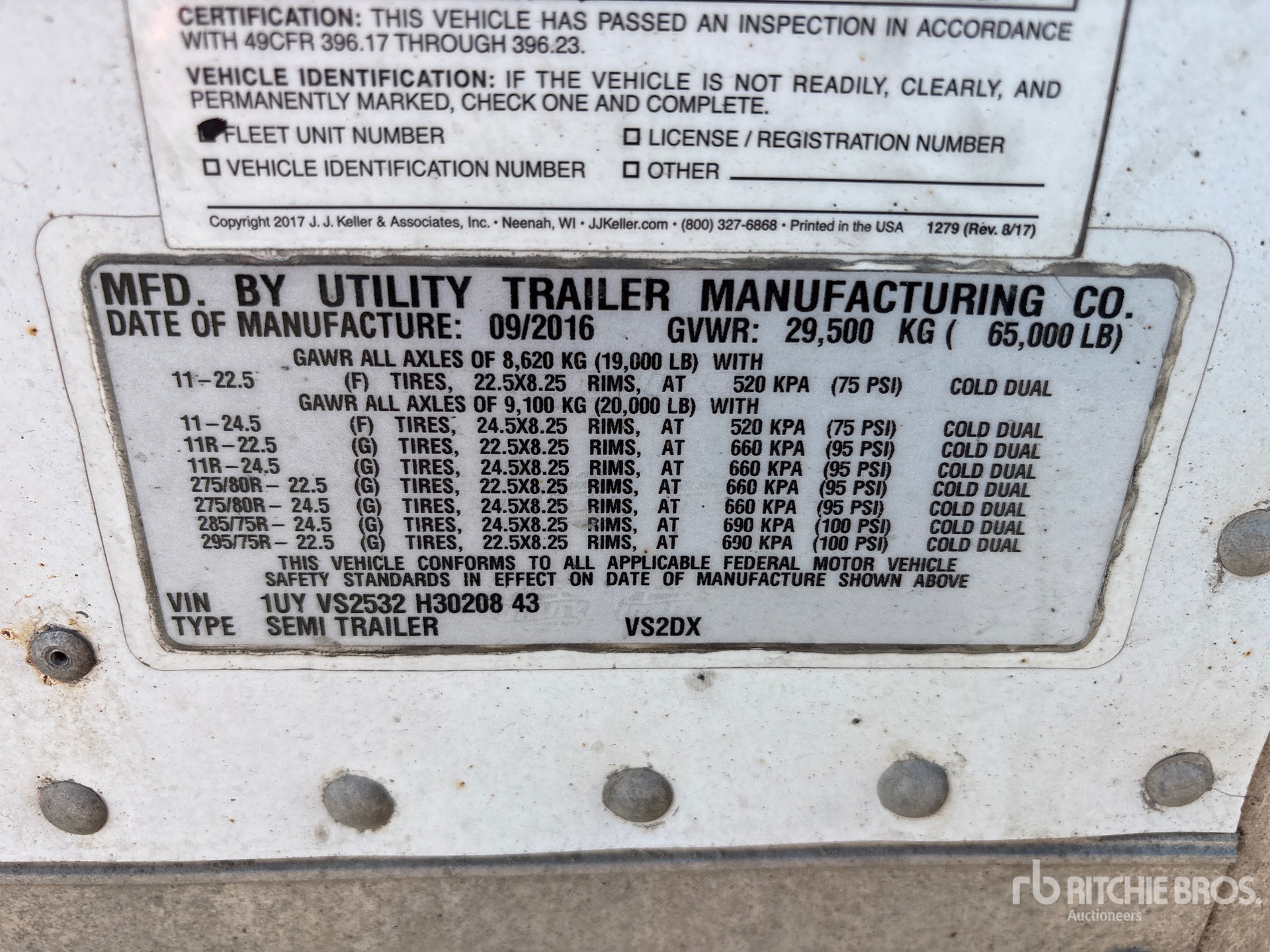 General Appearance with Serial Number / VIN