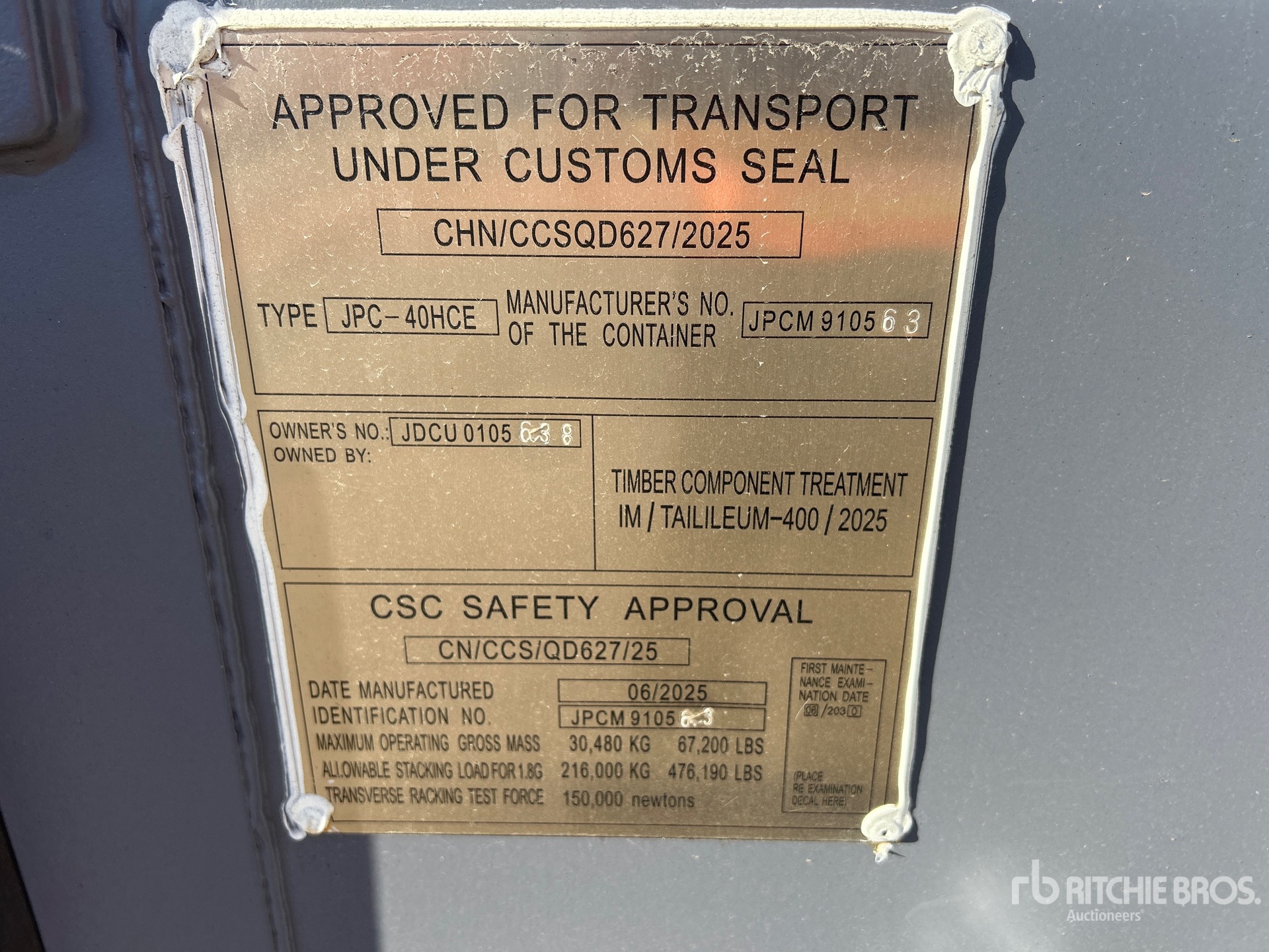 General Appearance with Serial Number / VIN