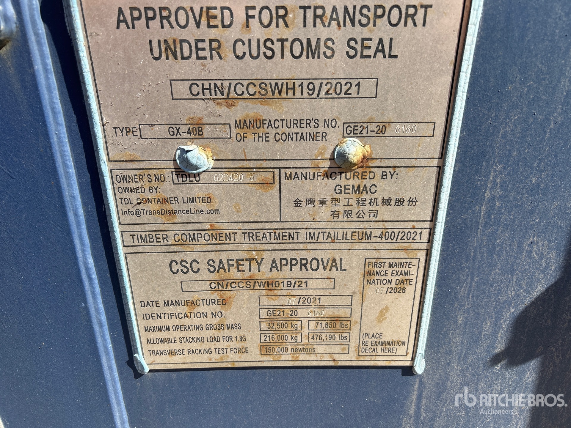 General Appearance with Serial Number / VIN