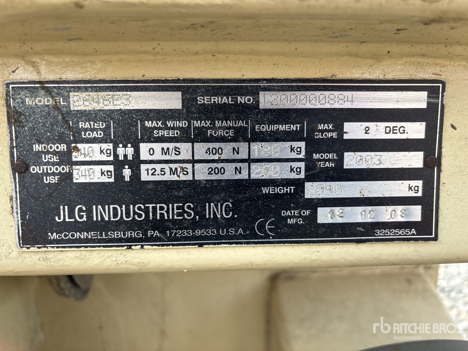 General Appearance with Serial Number / VIN
