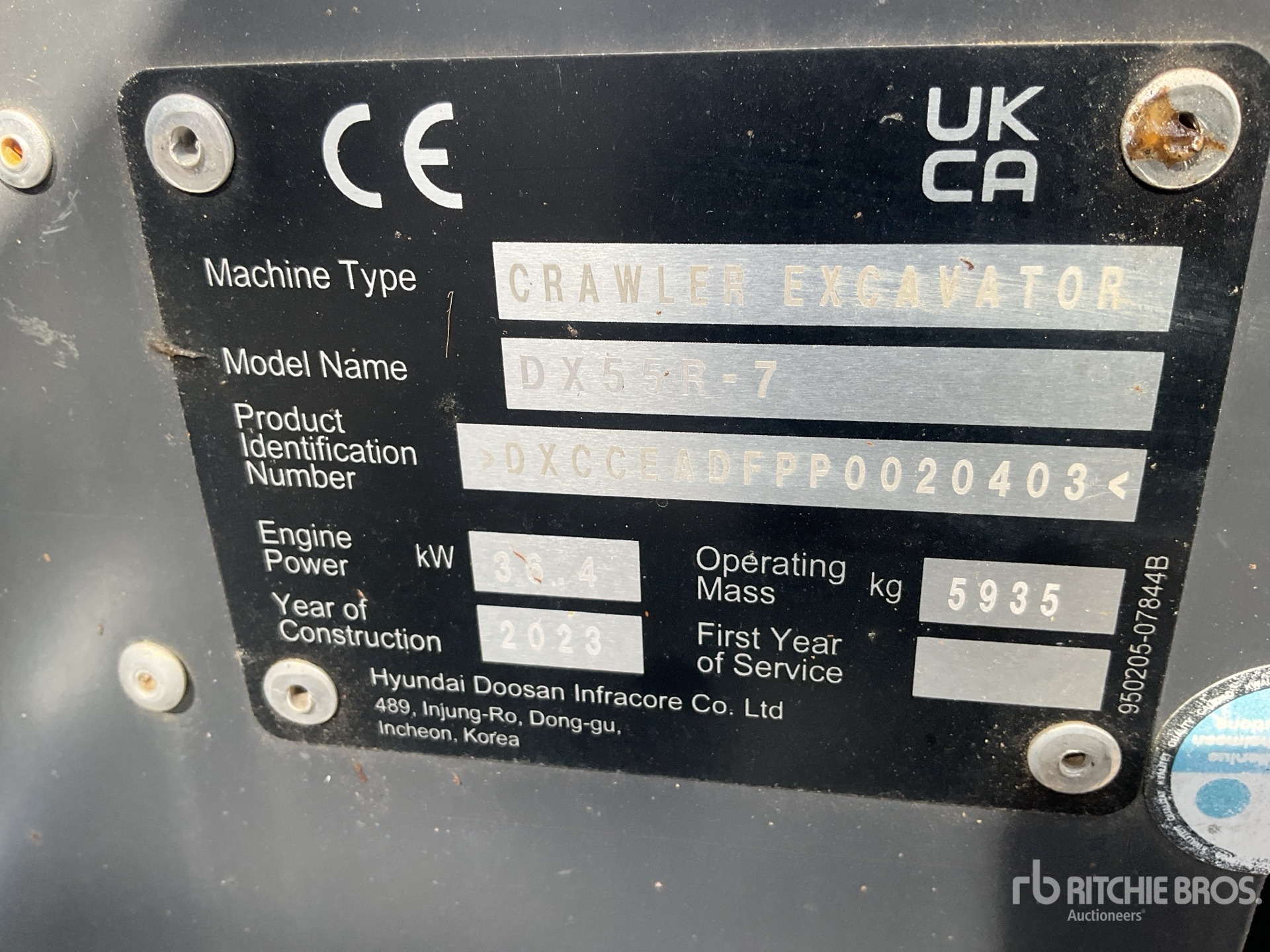 General Appearance with Serial Number / VIN