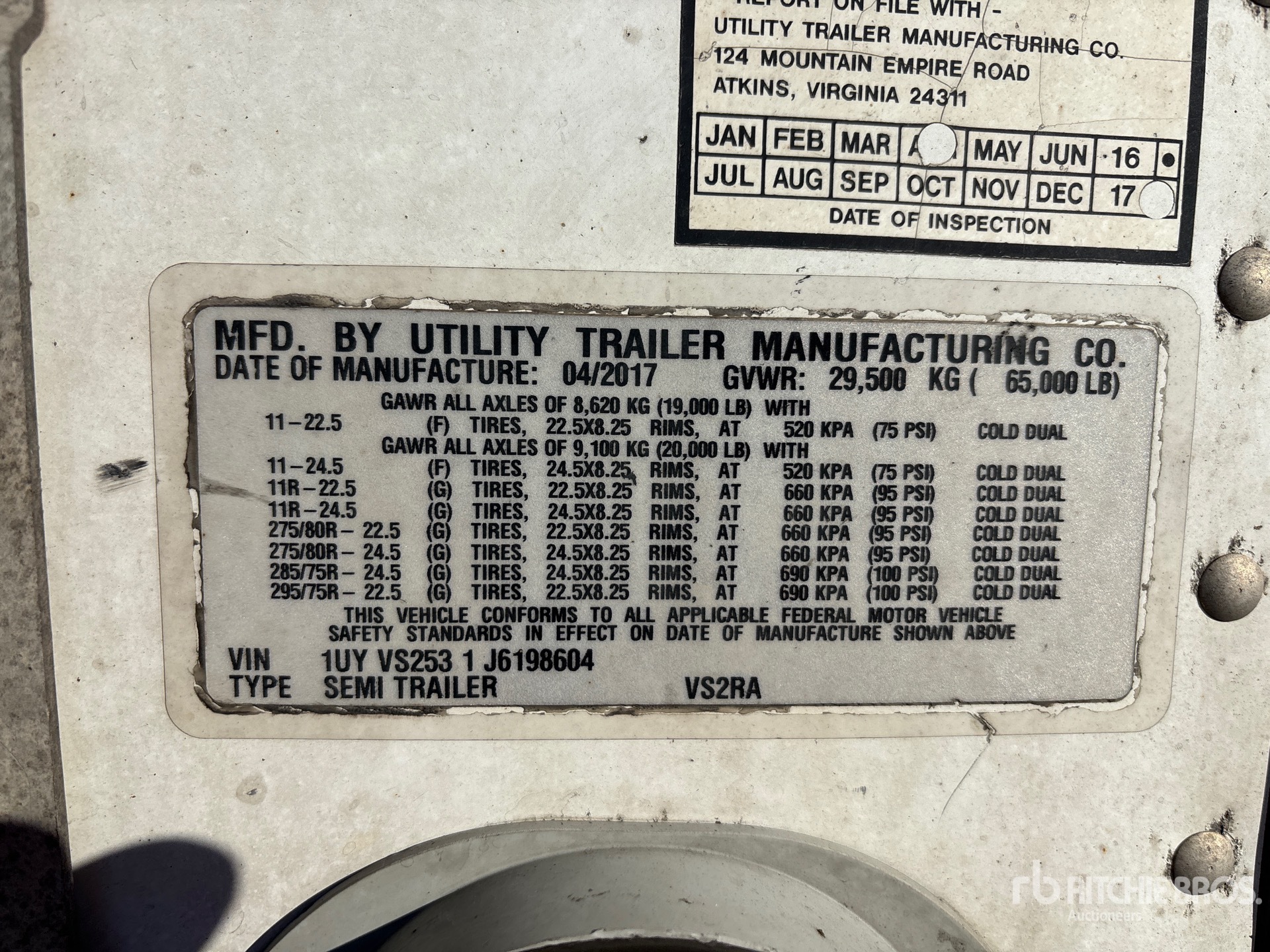 General Appearance with Serial Number / VIN