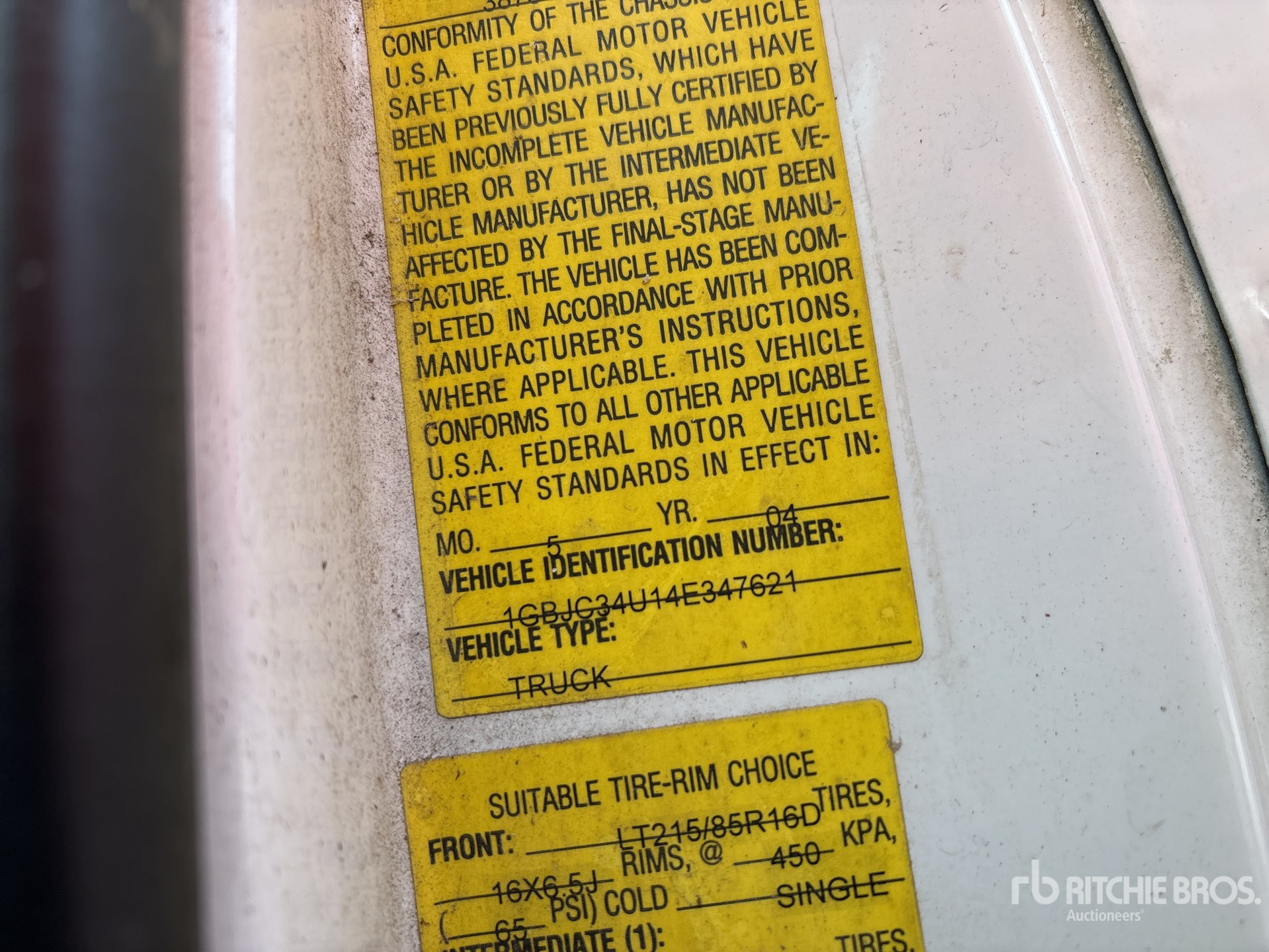 General Appearance with Serial Number / VIN