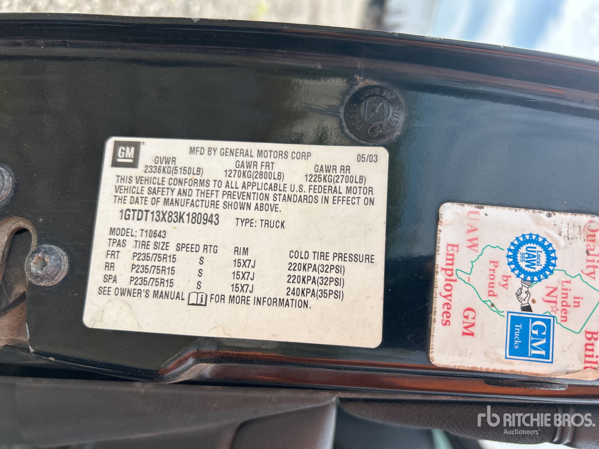 General Appearance with Serial Number / VIN