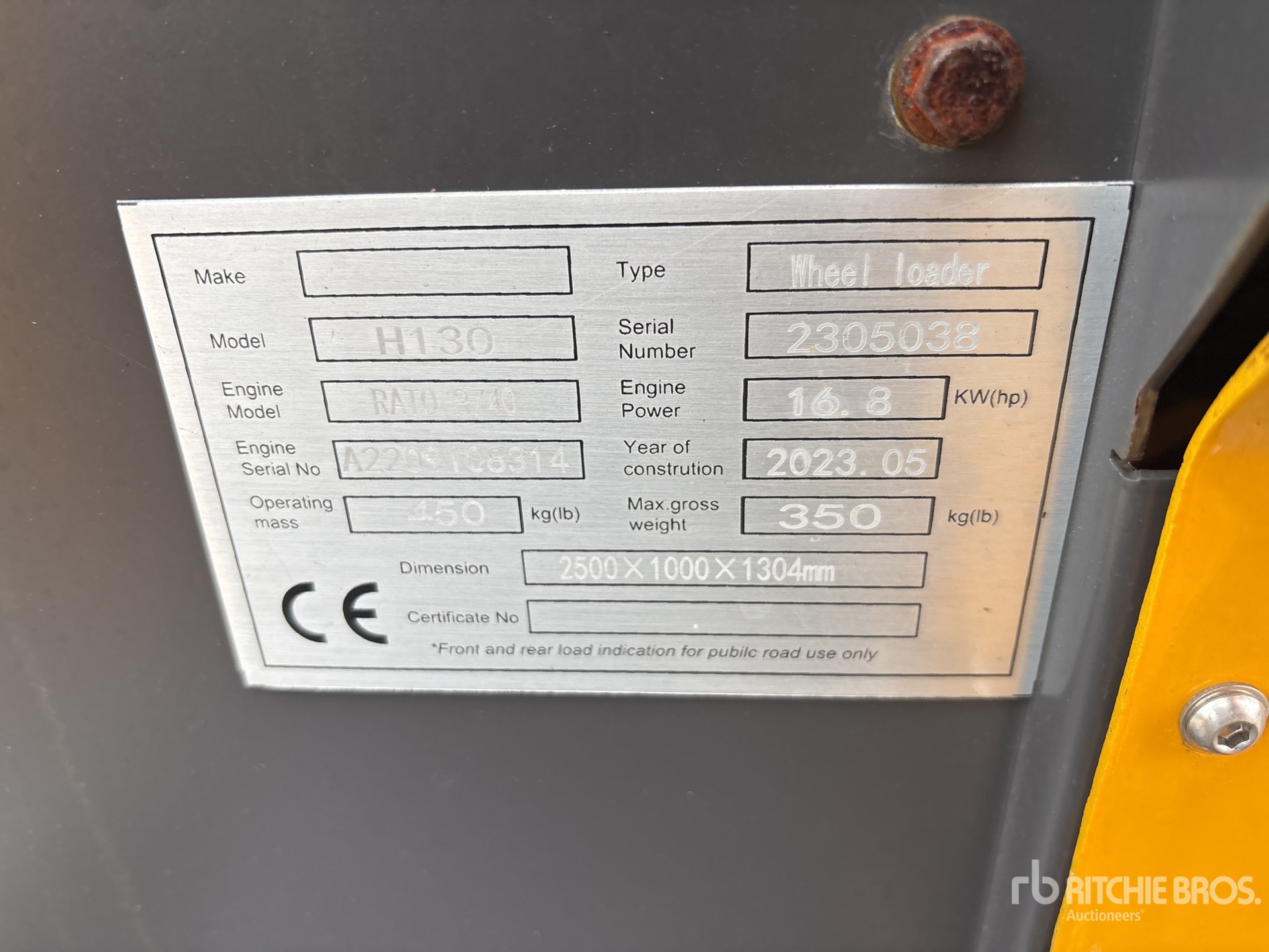 General Appearance with Serial Number / VIN