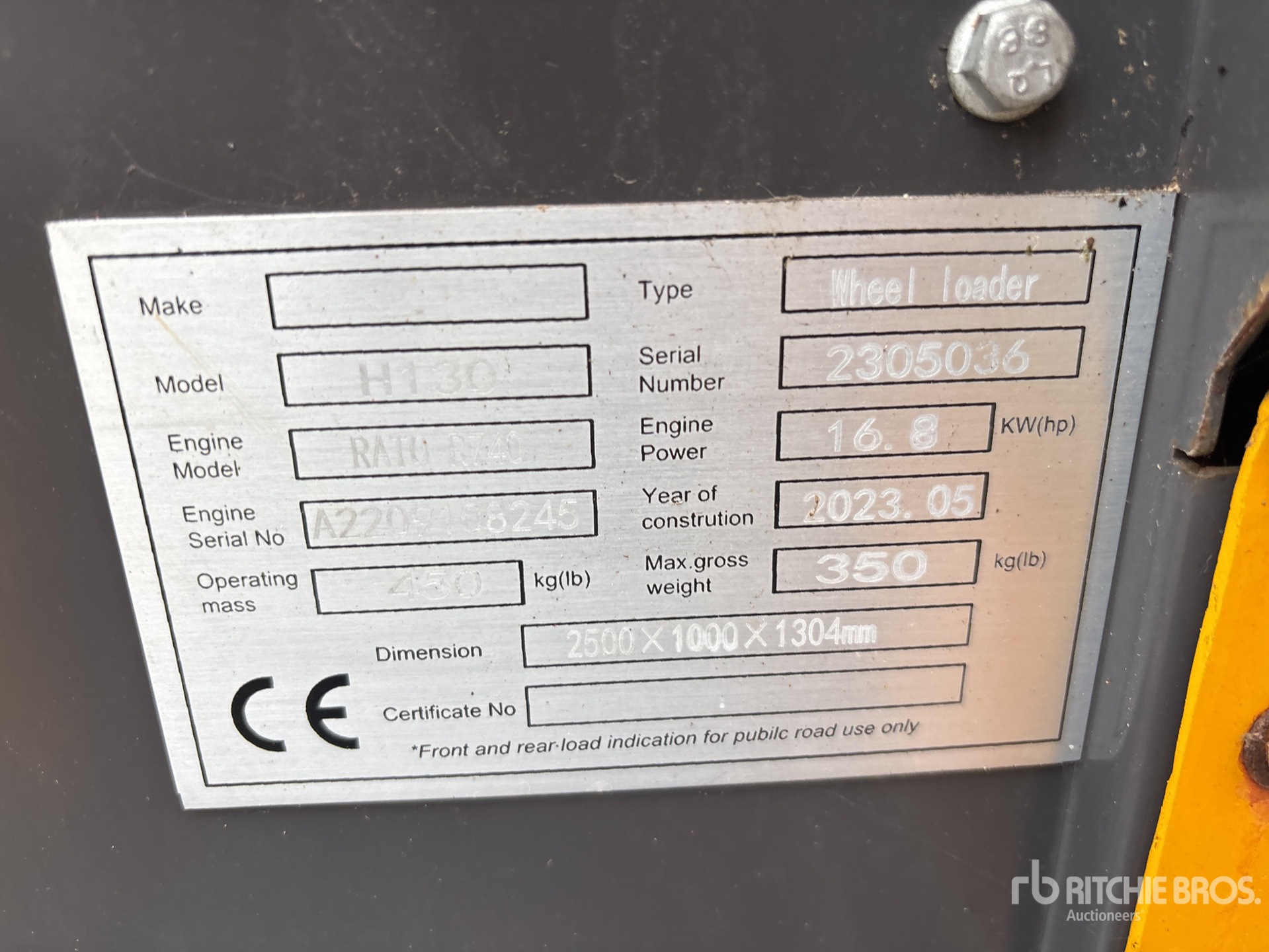 General Appearance with Serial Number / VIN