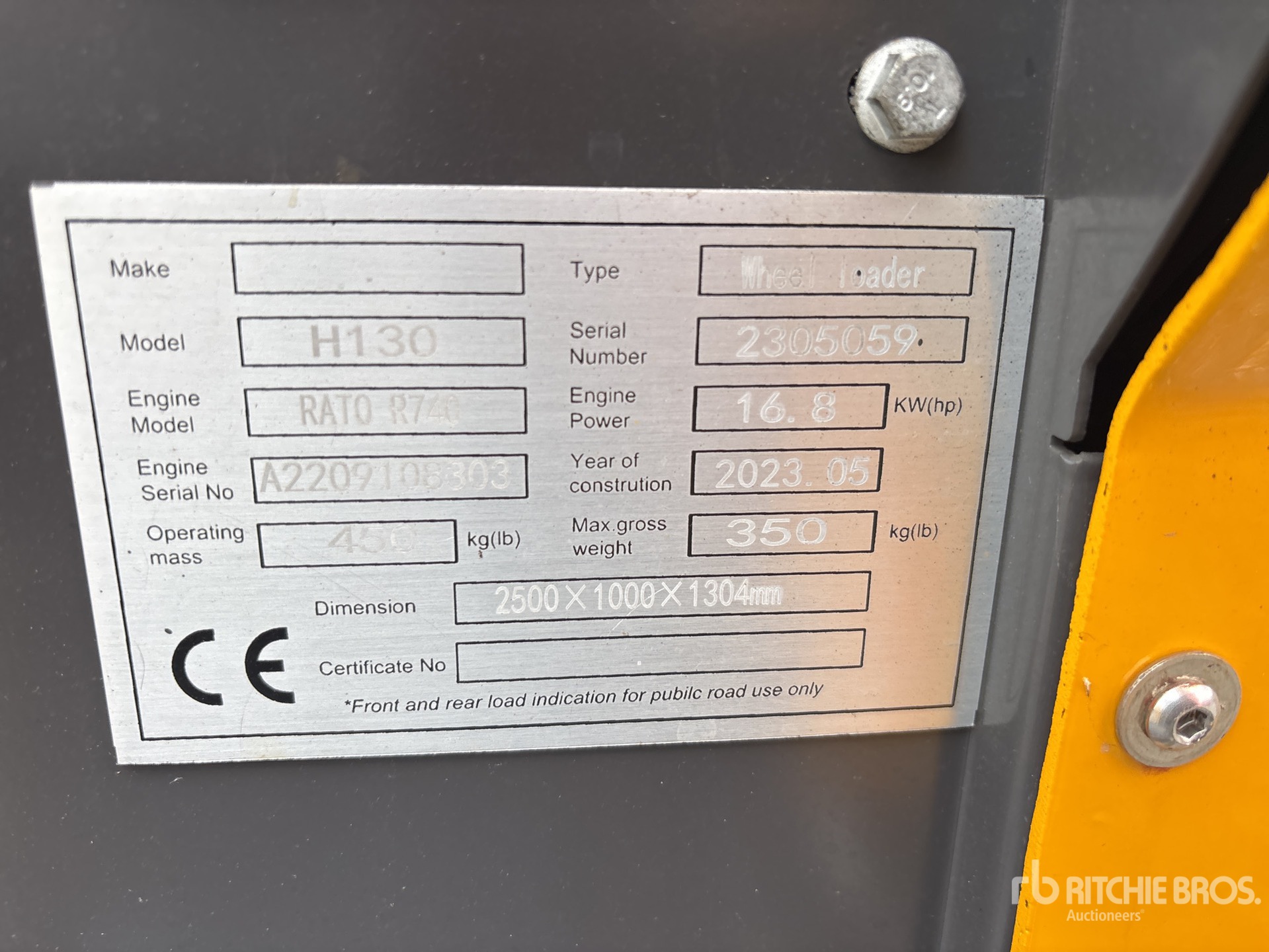General Appearance with Serial Number / VIN