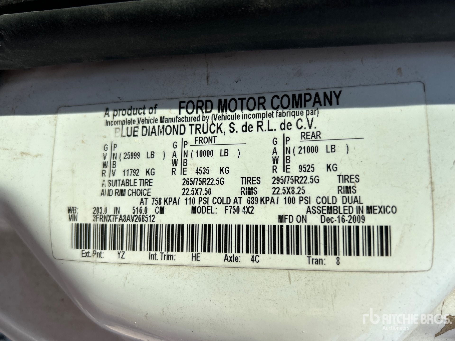 General Appearance with Serial Number / VIN