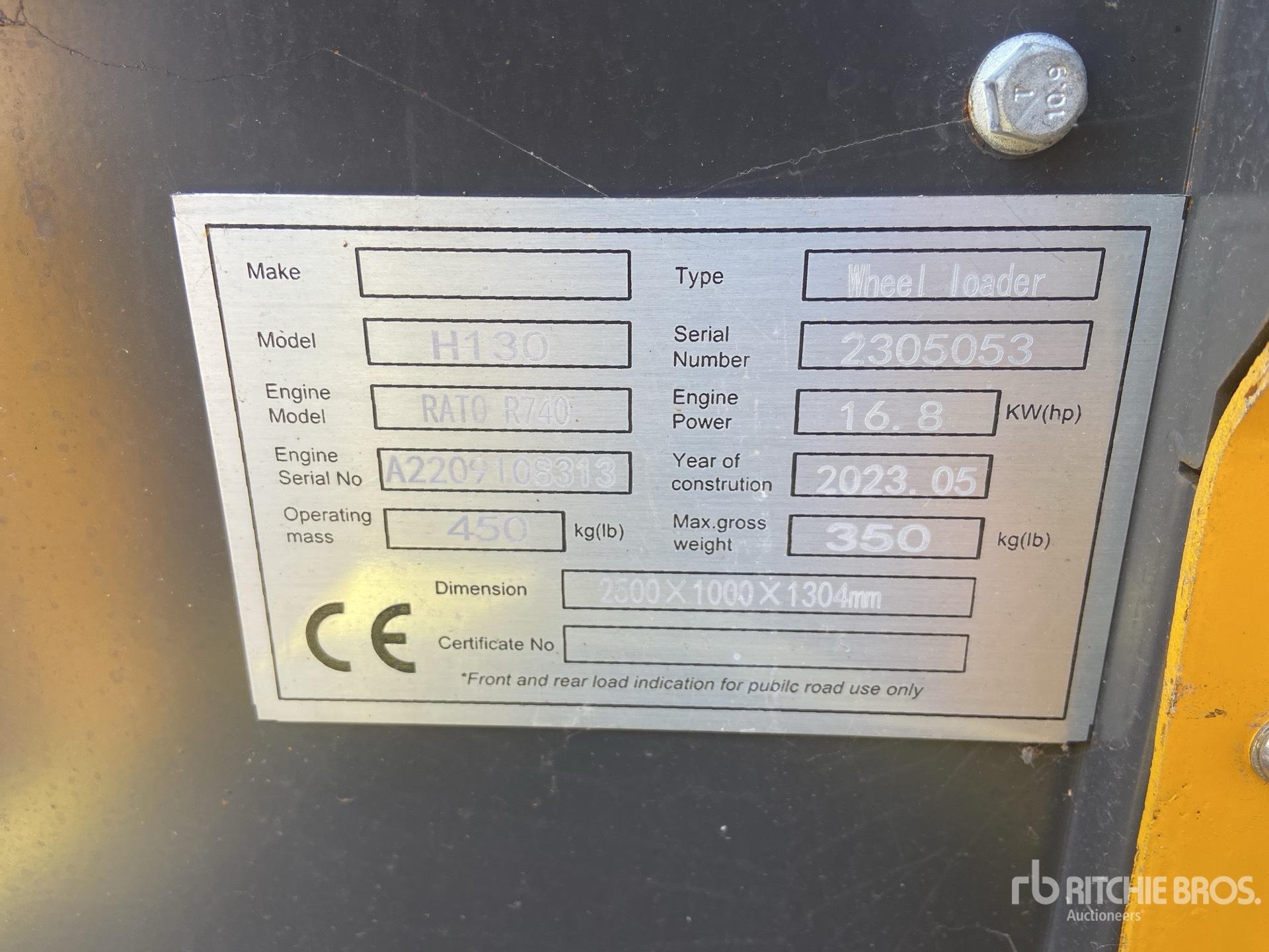 General Appearance with Serial Number / VIN