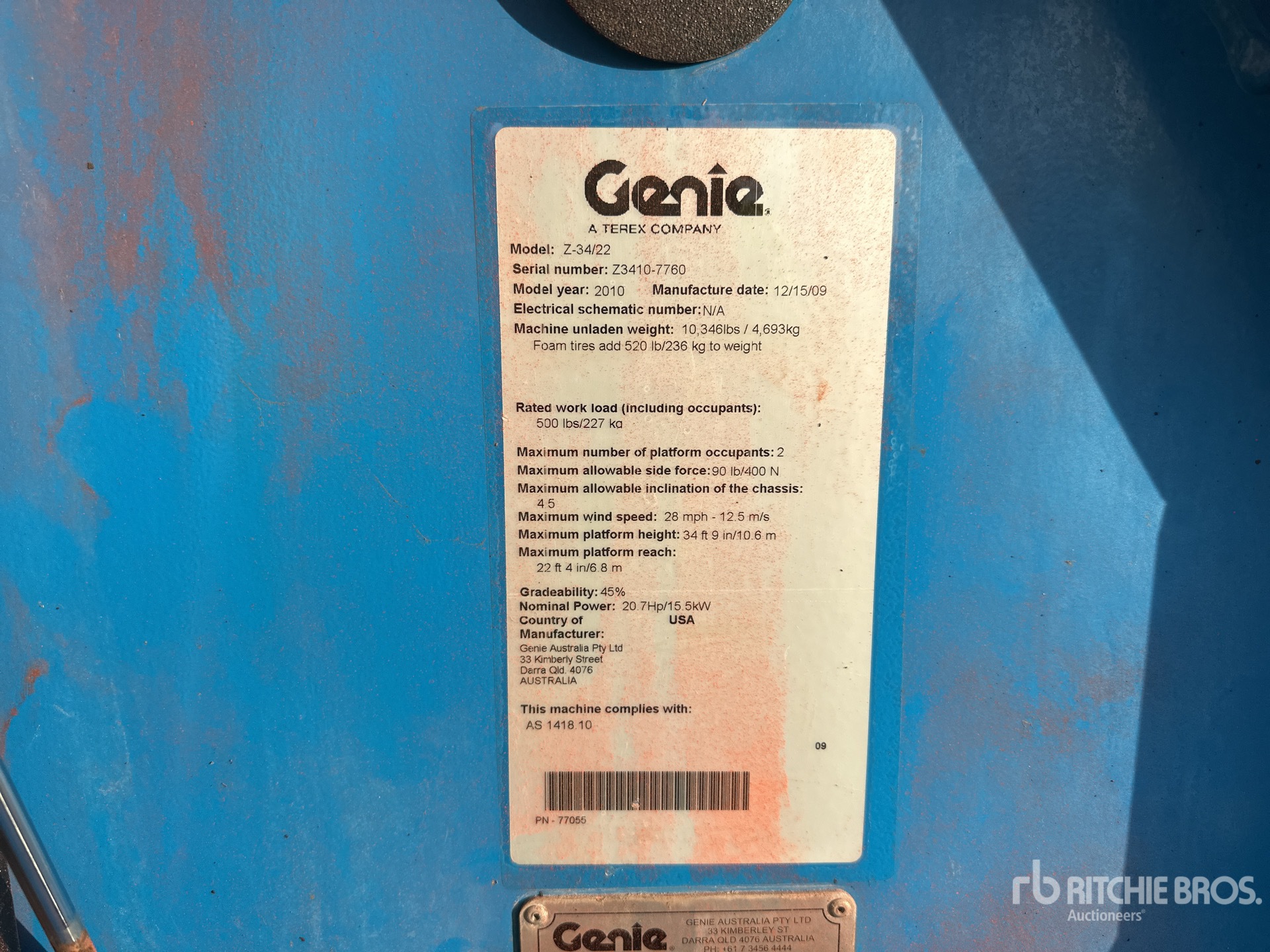 General Appearance with Serial Number / VIN