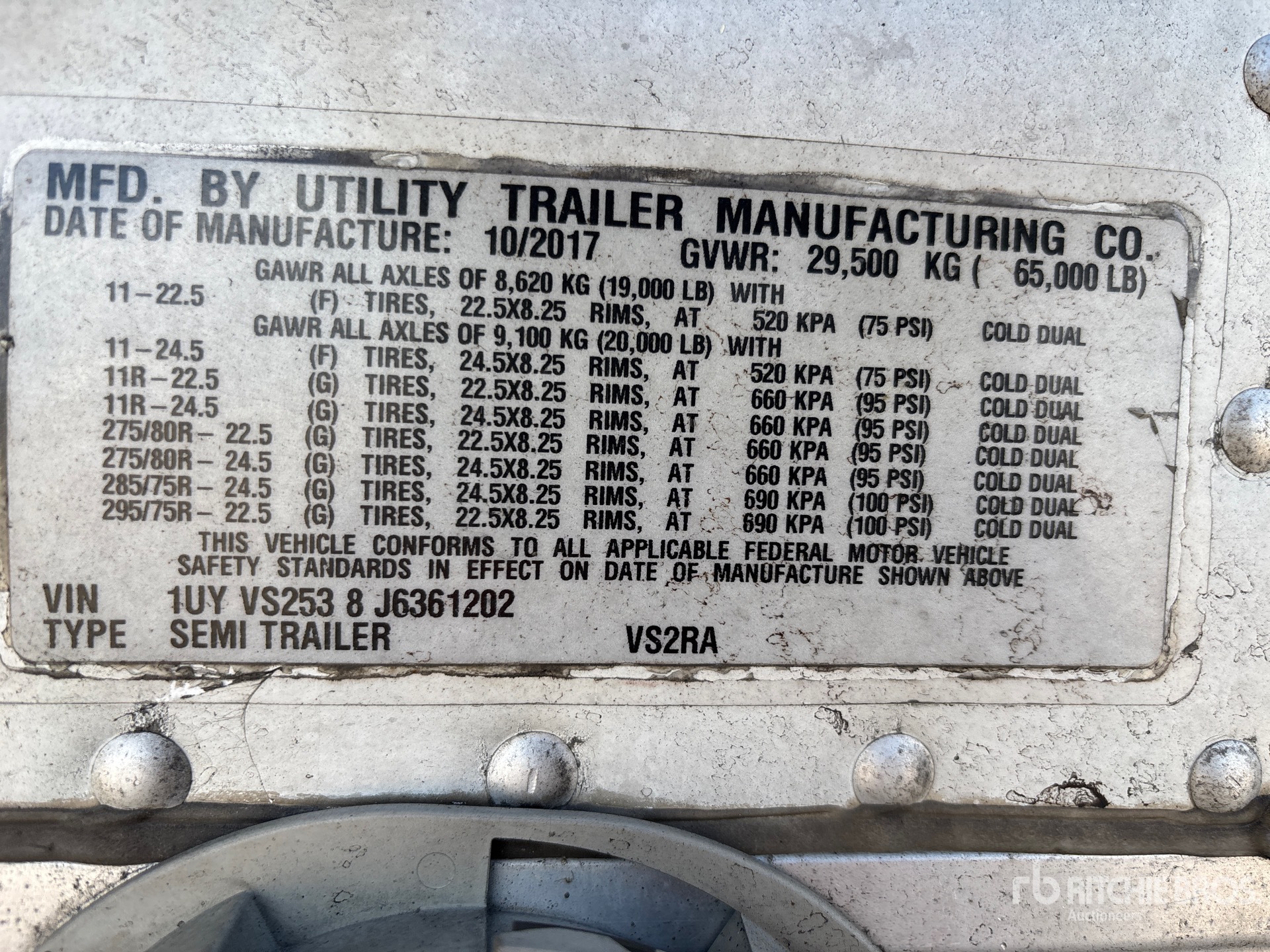 General Appearance with Serial Number / VIN