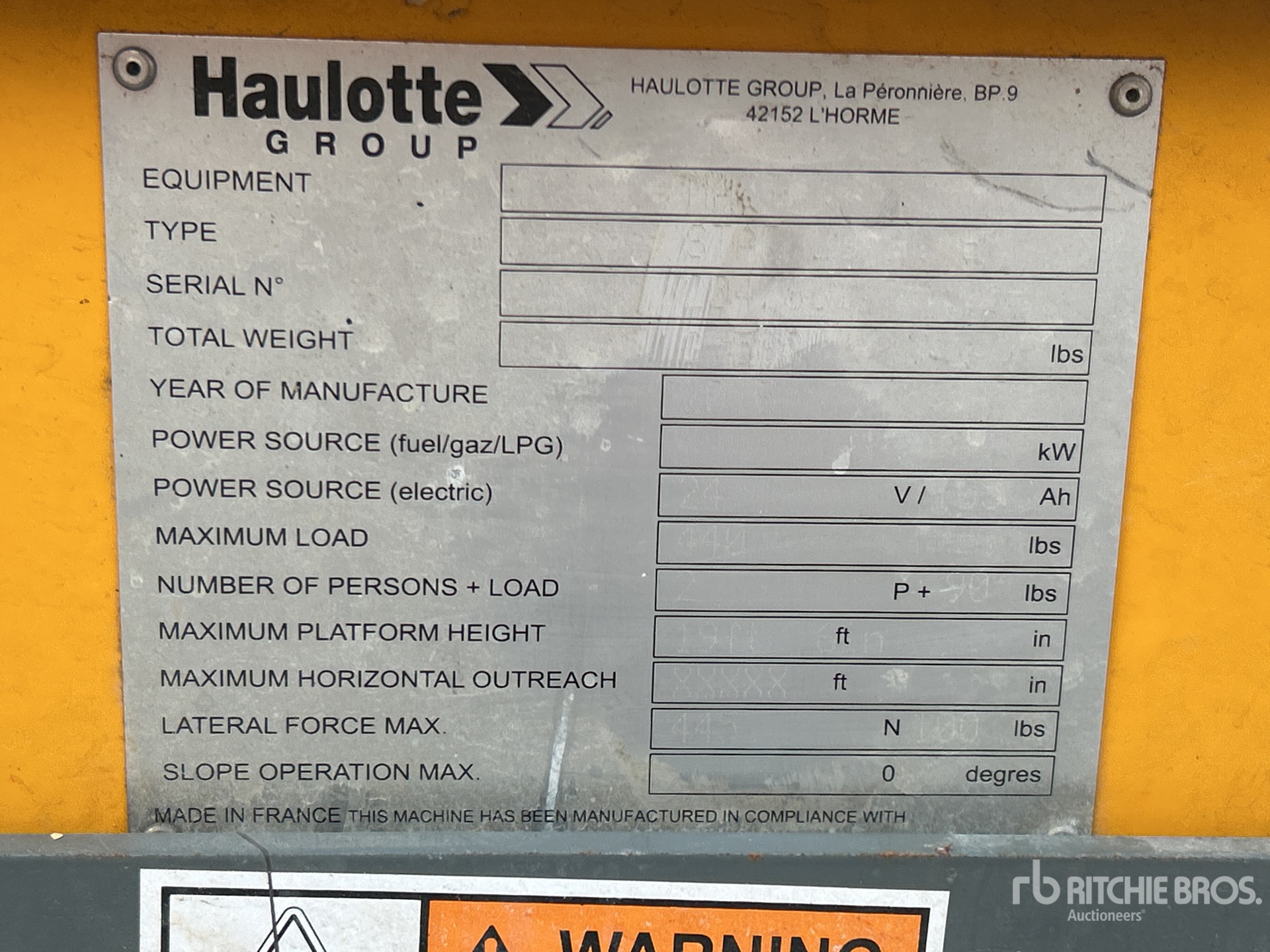 General Appearance with Serial Number / VIN
