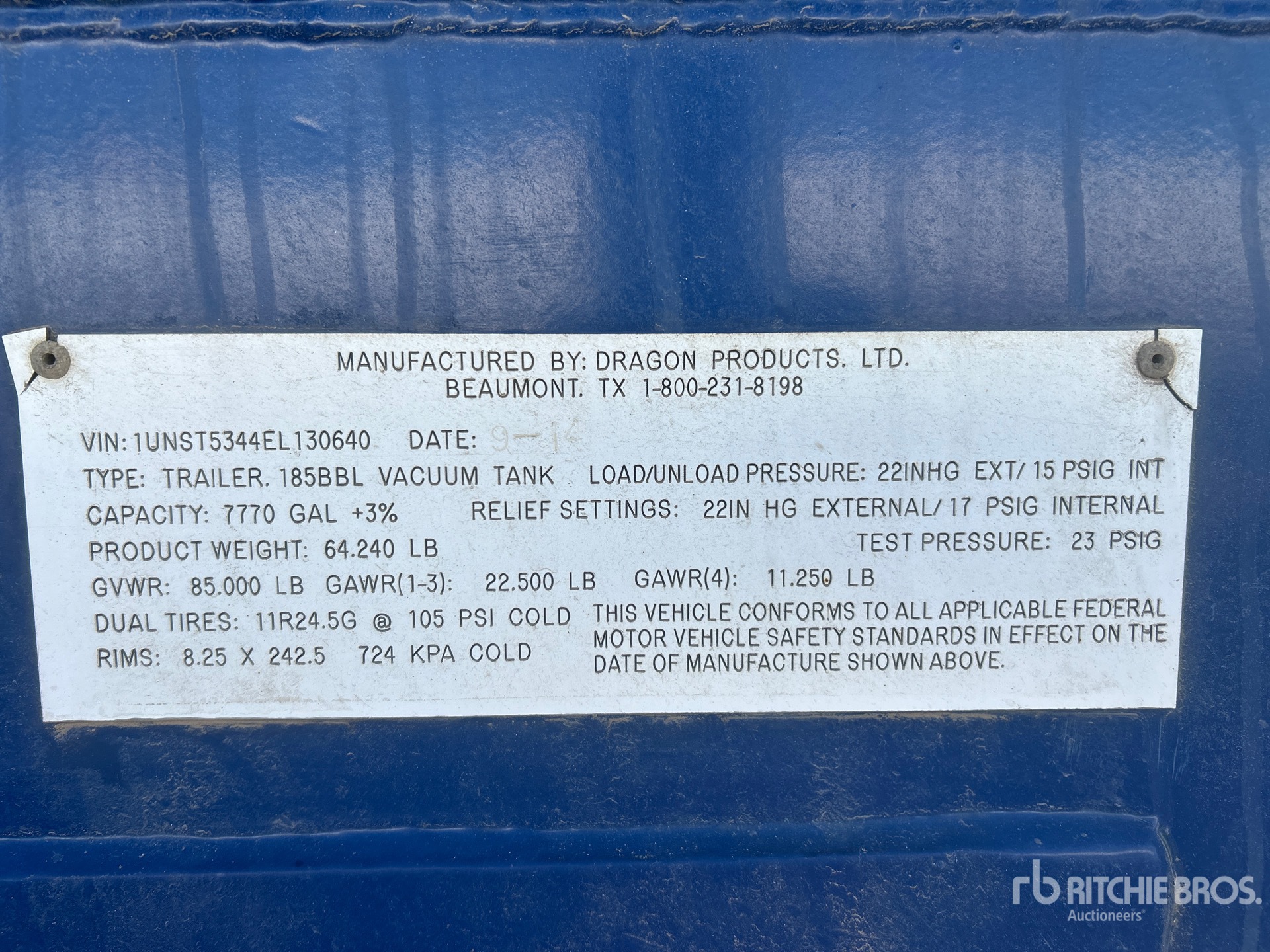 General Appearance with Serial Number / VIN