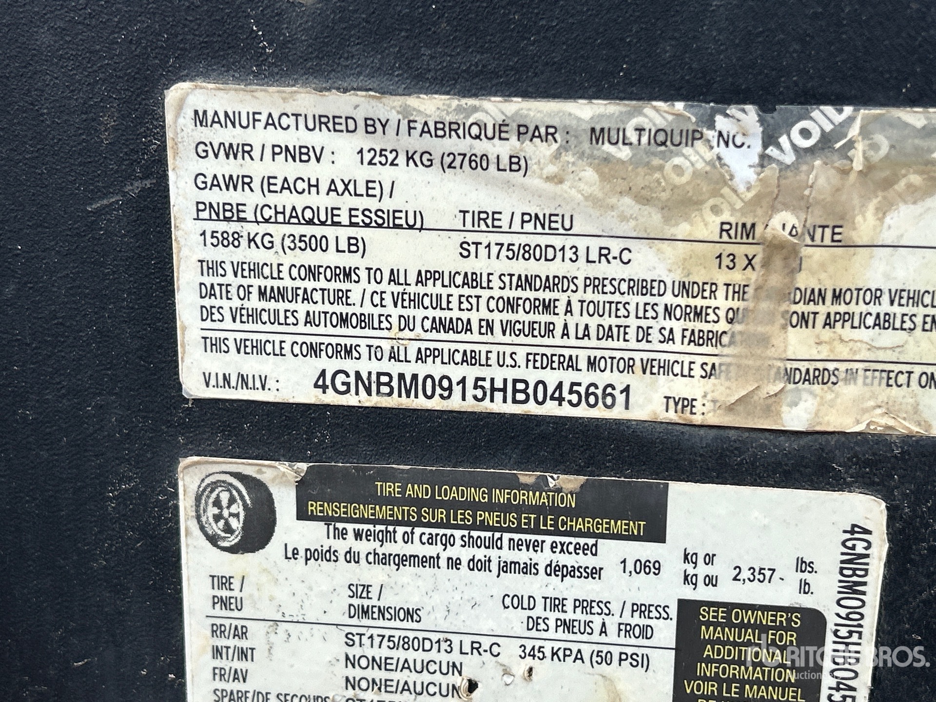 General Appearance with Serial Number / VIN