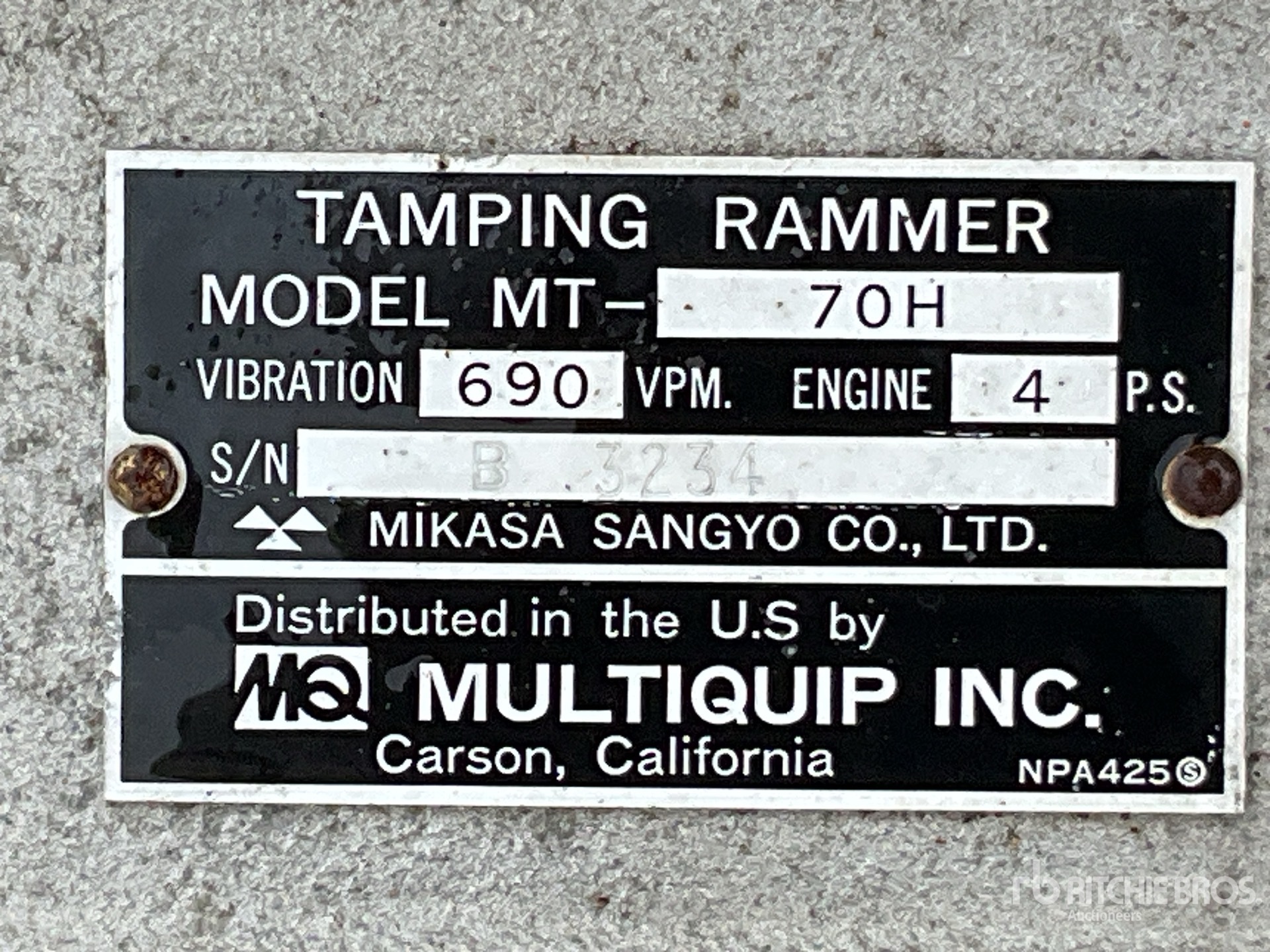 General Appearance with Serial Number / VIN
