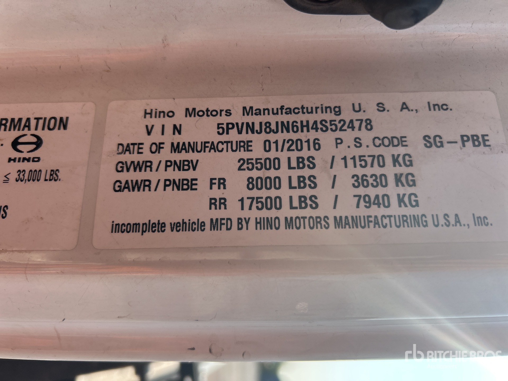 General Appearance with Serial Number / VIN
