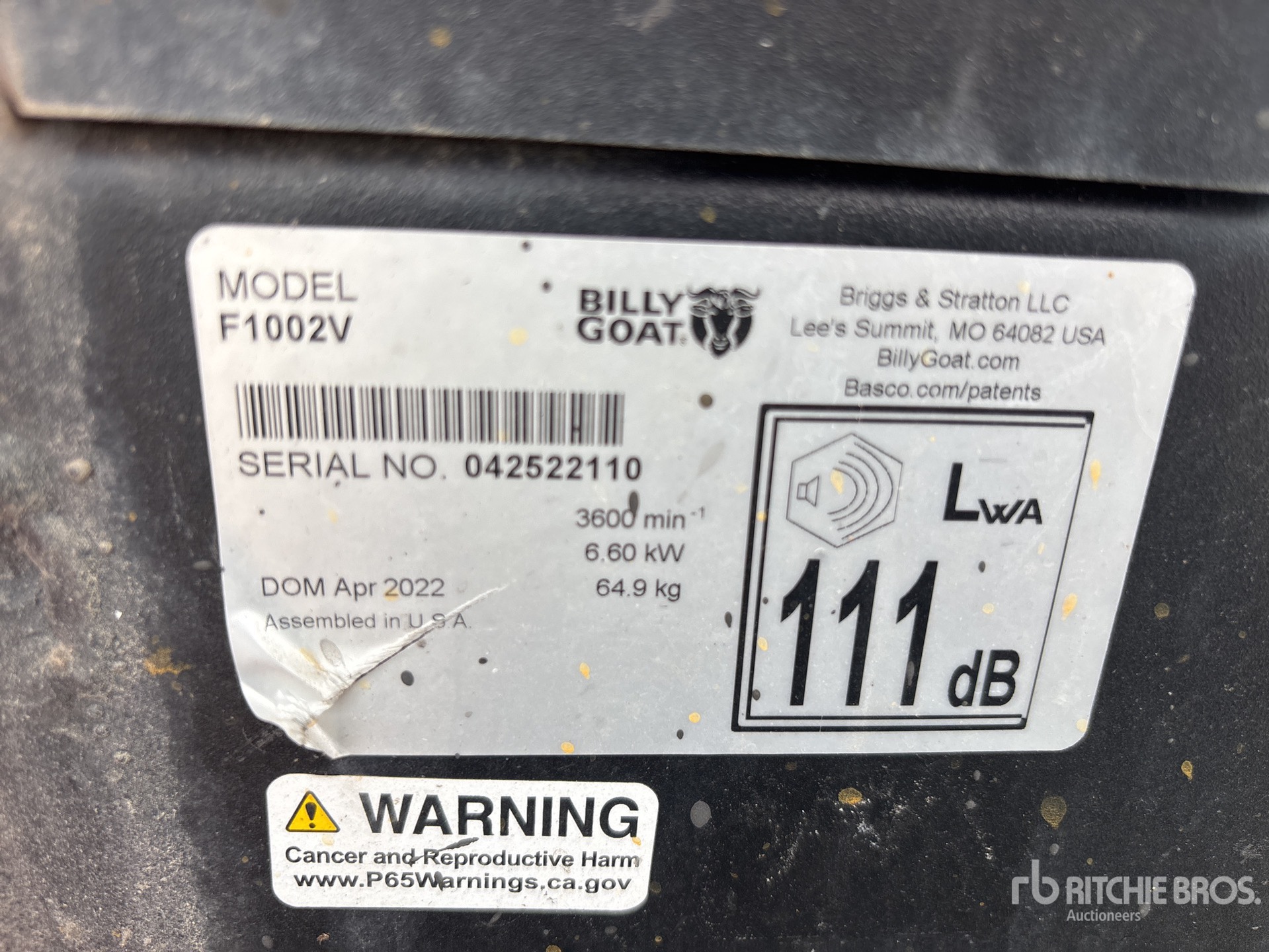 General Appearance with Serial Number / VIN