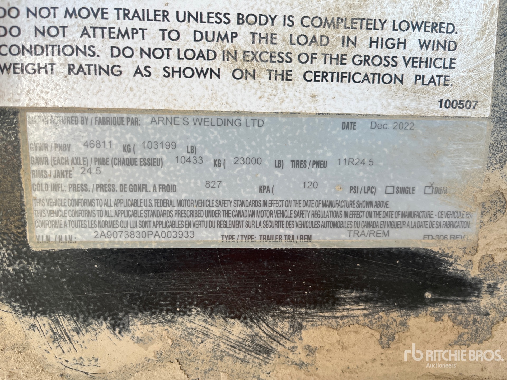 General Appearance with Serial Number / VIN