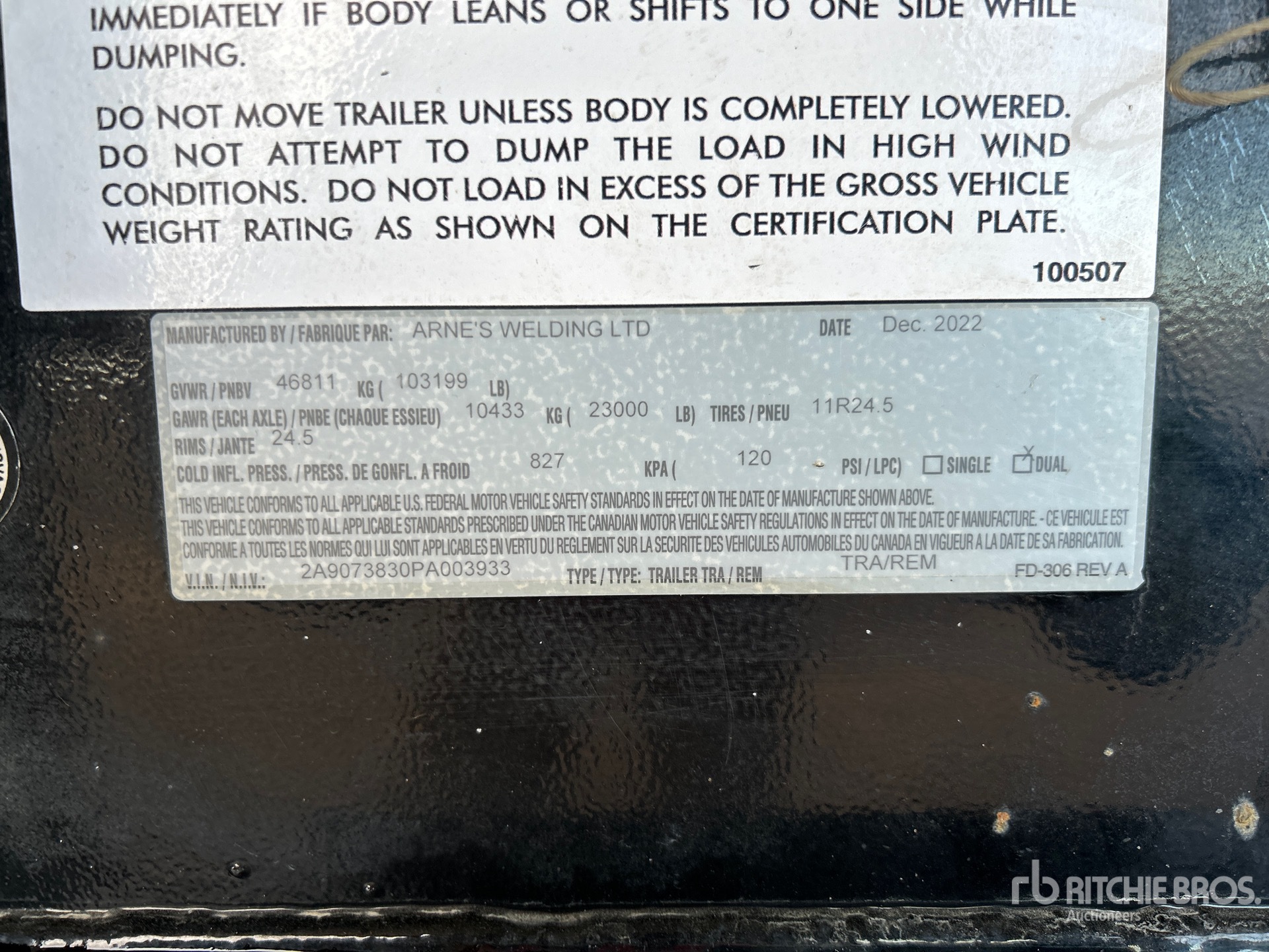 General Appearance with Serial Number / VIN