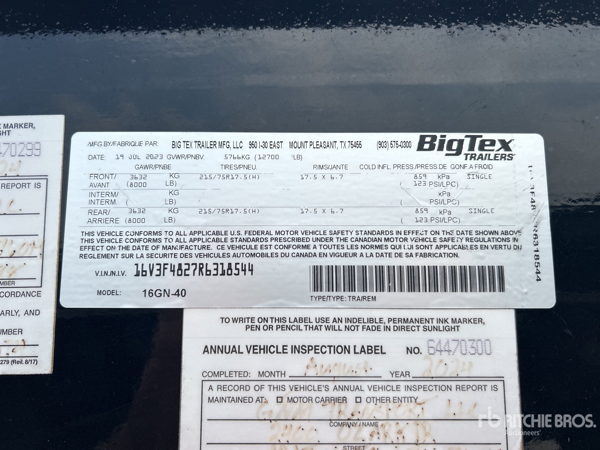 General Appearance with Serial Number / VIN
