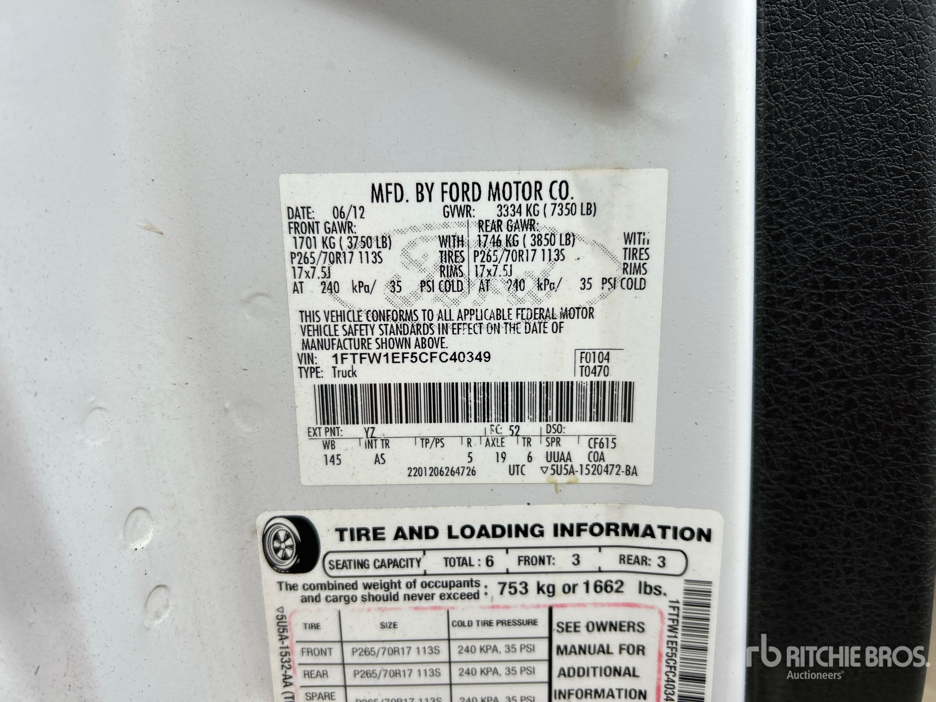 General Appearance with Serial Number / VIN
