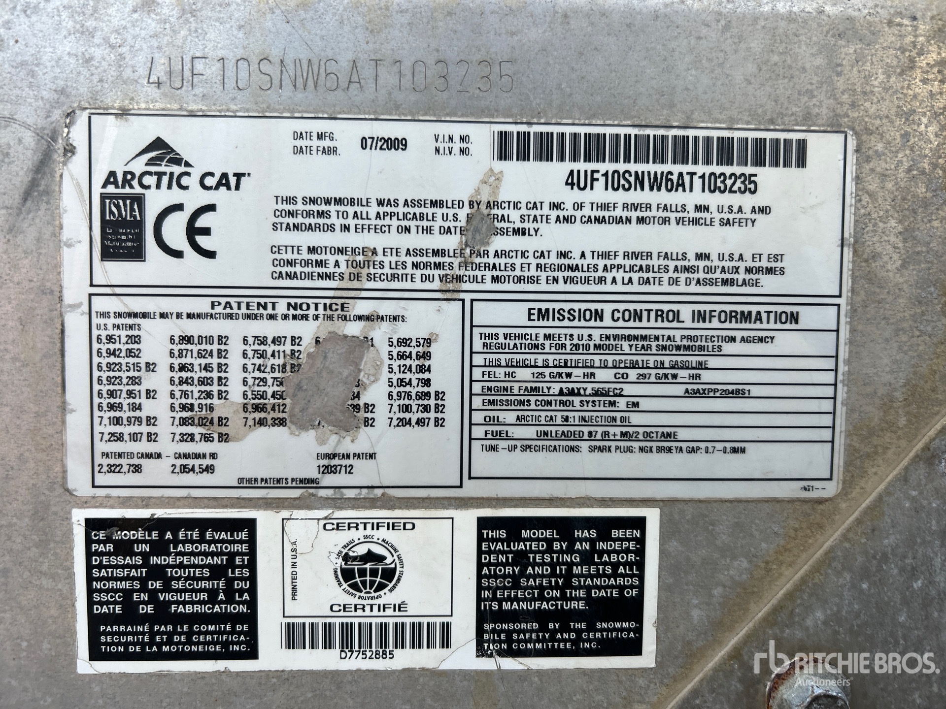 General Appearance with Serial Number / VIN