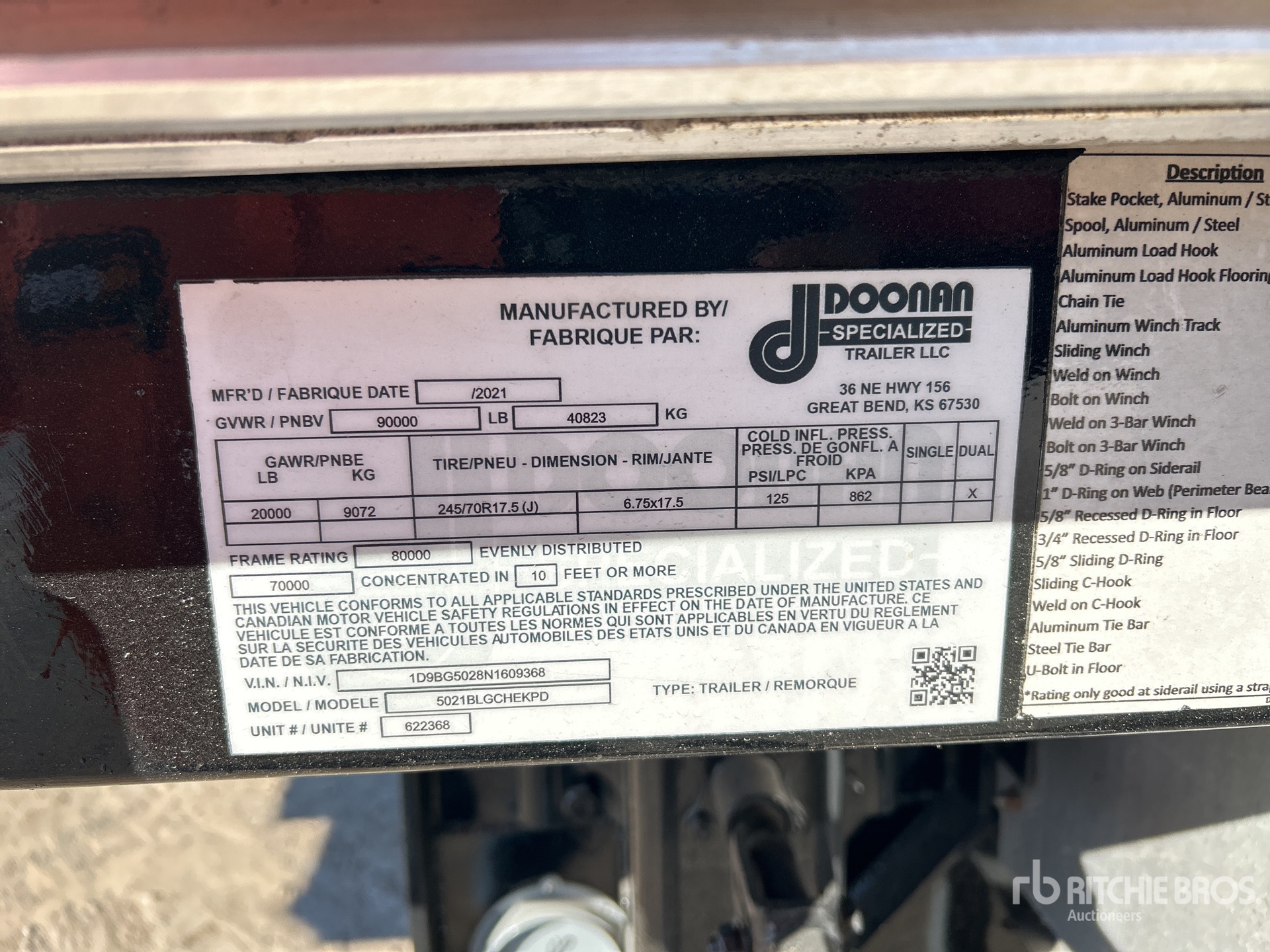 General Appearance with Serial Number / VIN