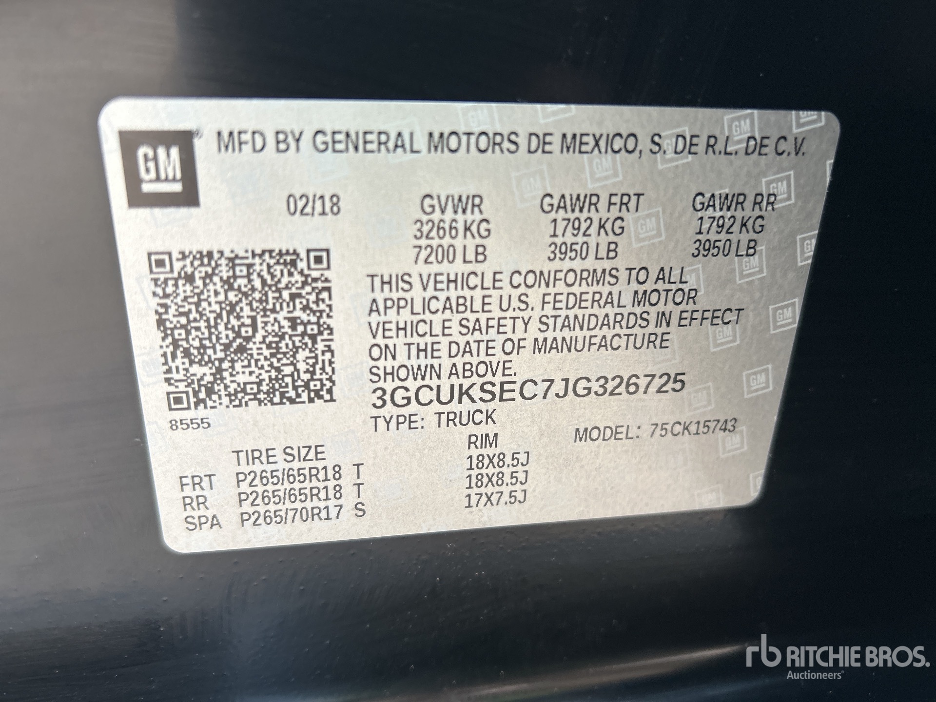 General Appearance with Serial Number / VIN