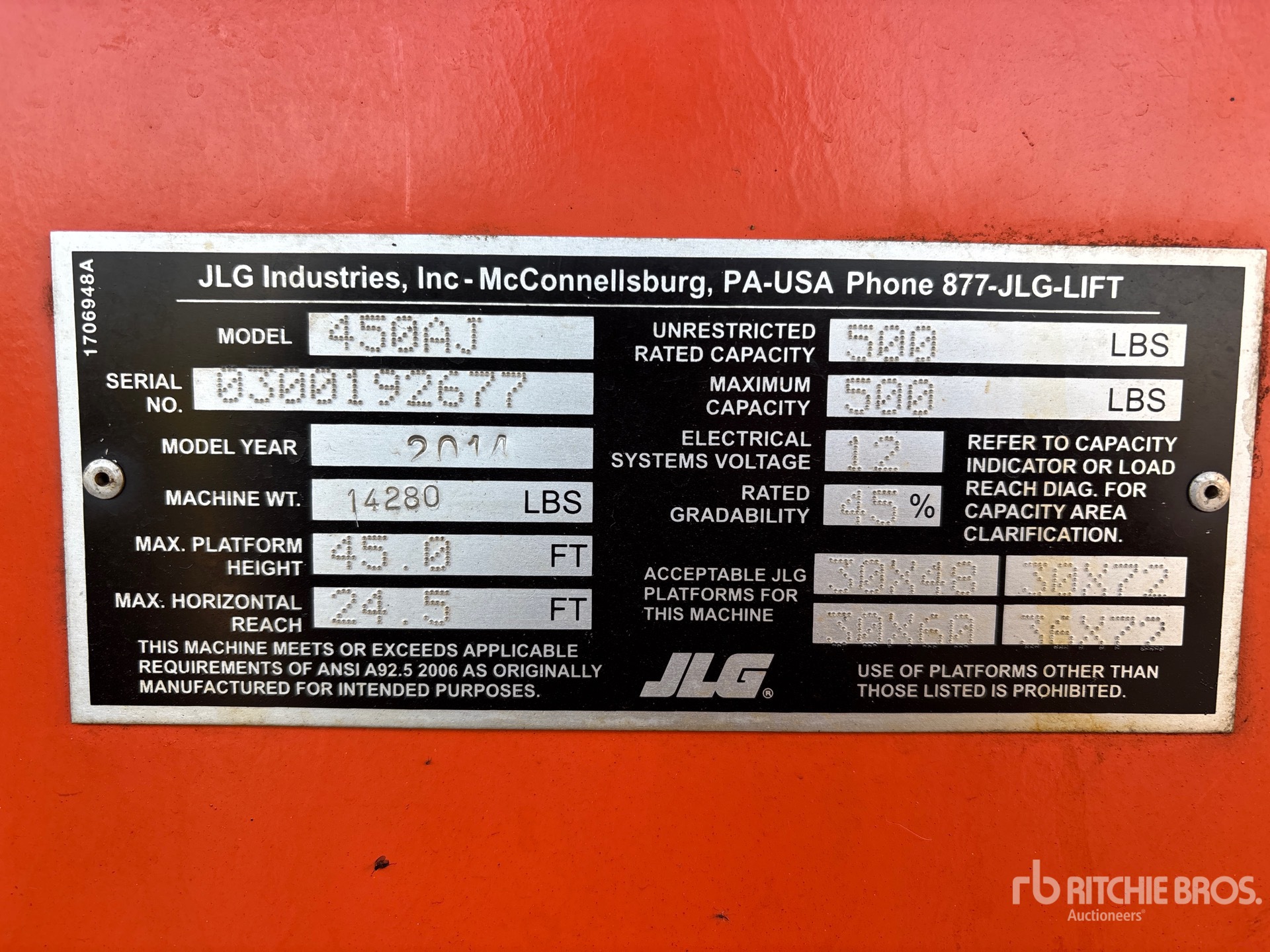 General Appearance with Serial Number / VIN