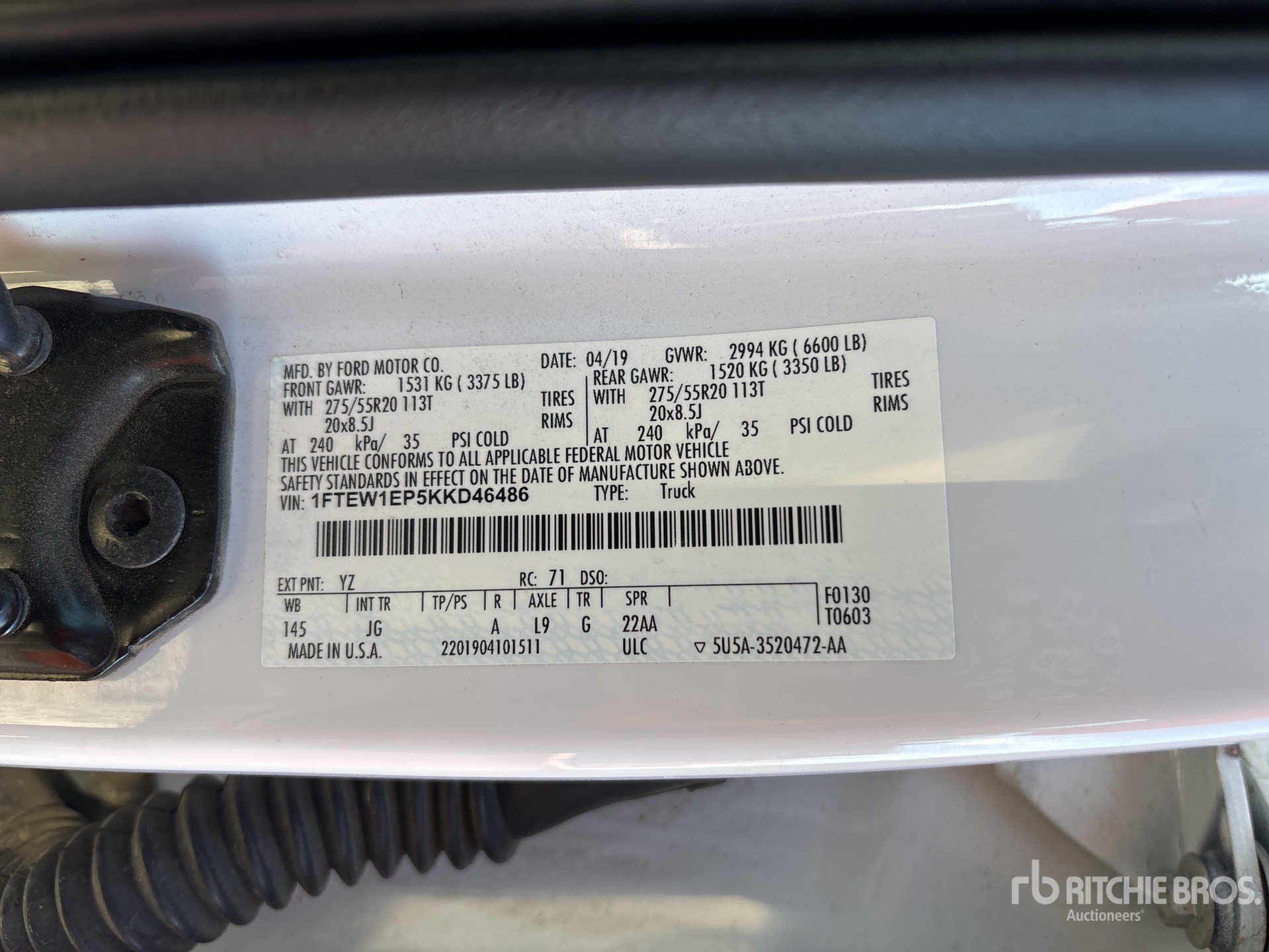General Appearance with Serial Number / VIN