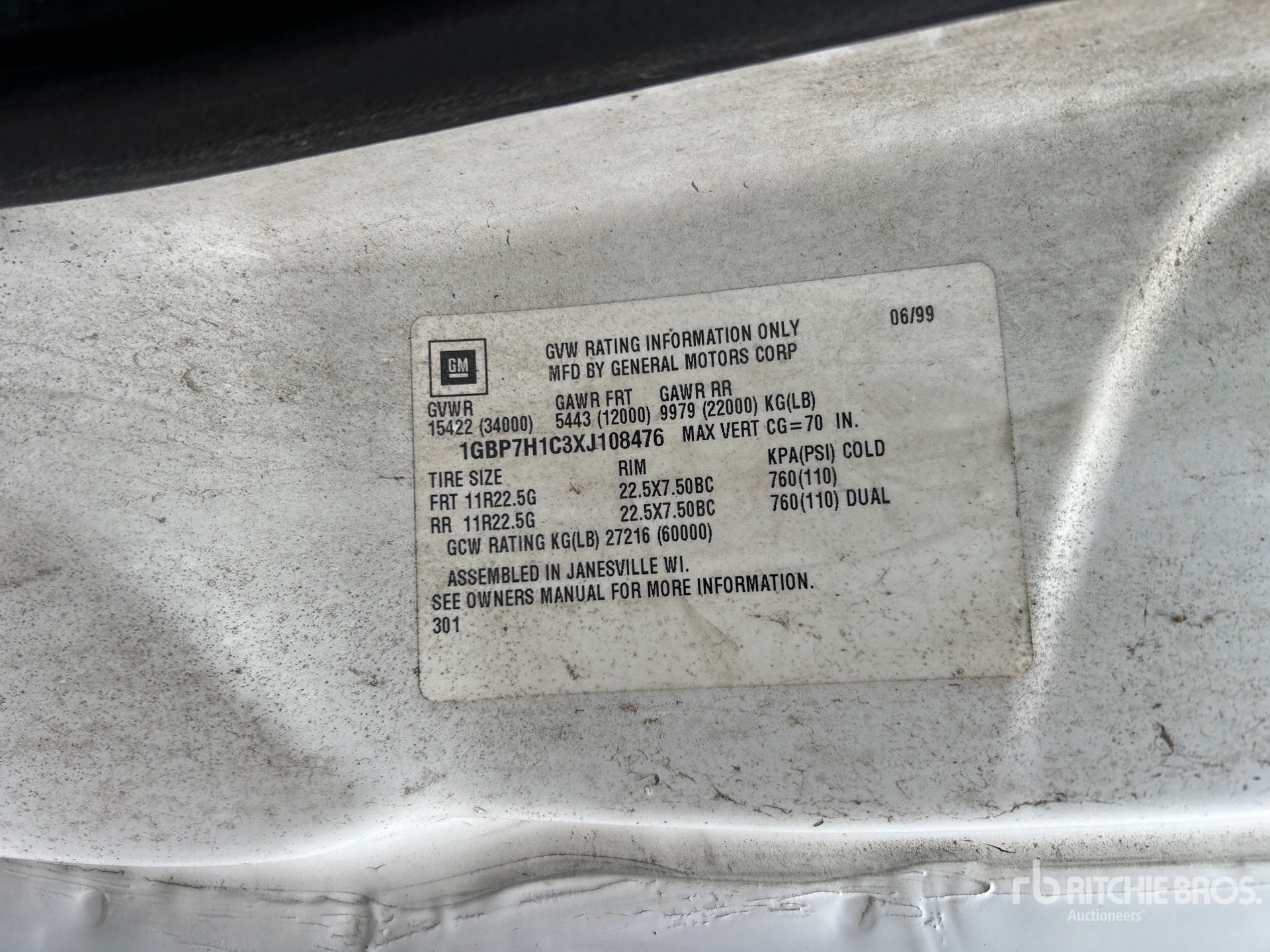 General Appearance with Serial Number / VIN