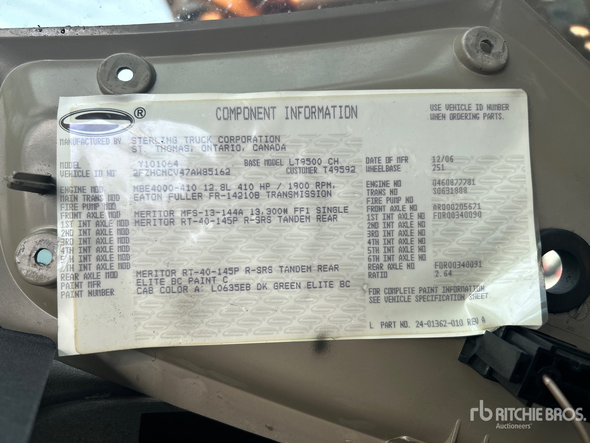 General Appearance with Serial Number / VIN