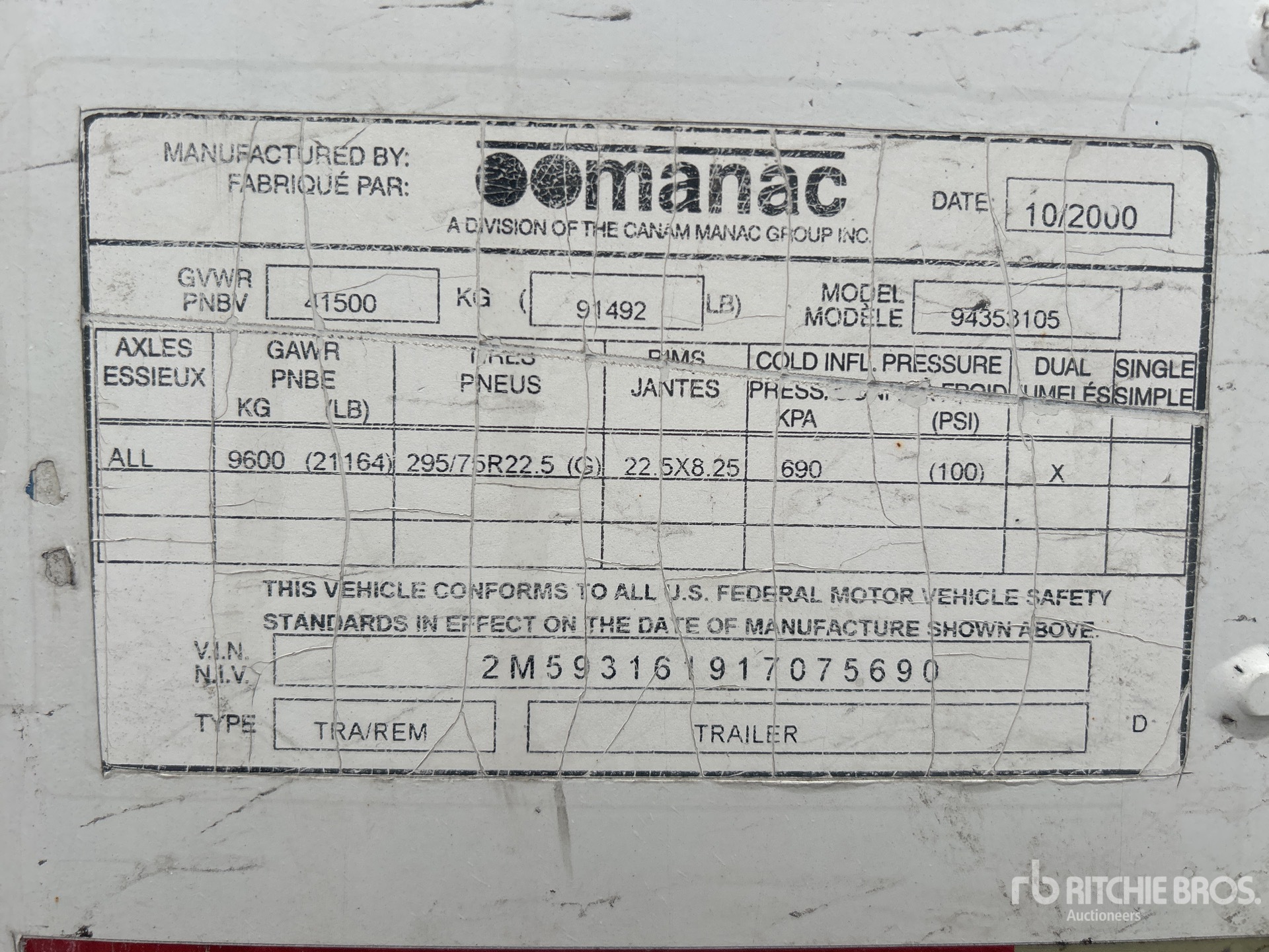 General Appearance with Serial Number / VIN