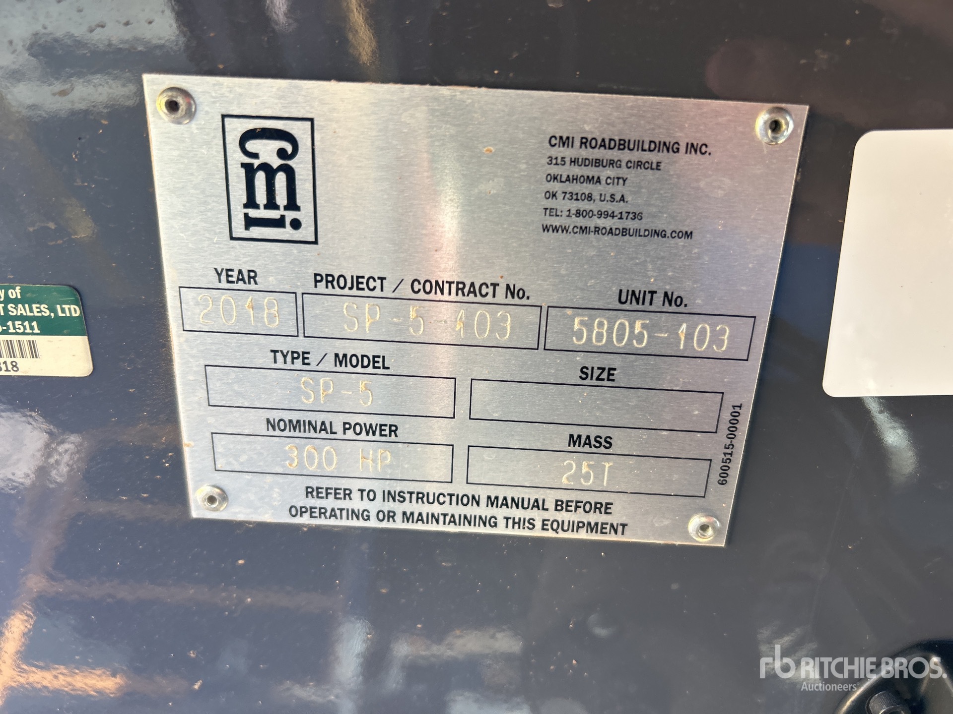 General Appearance with Serial Number / VIN