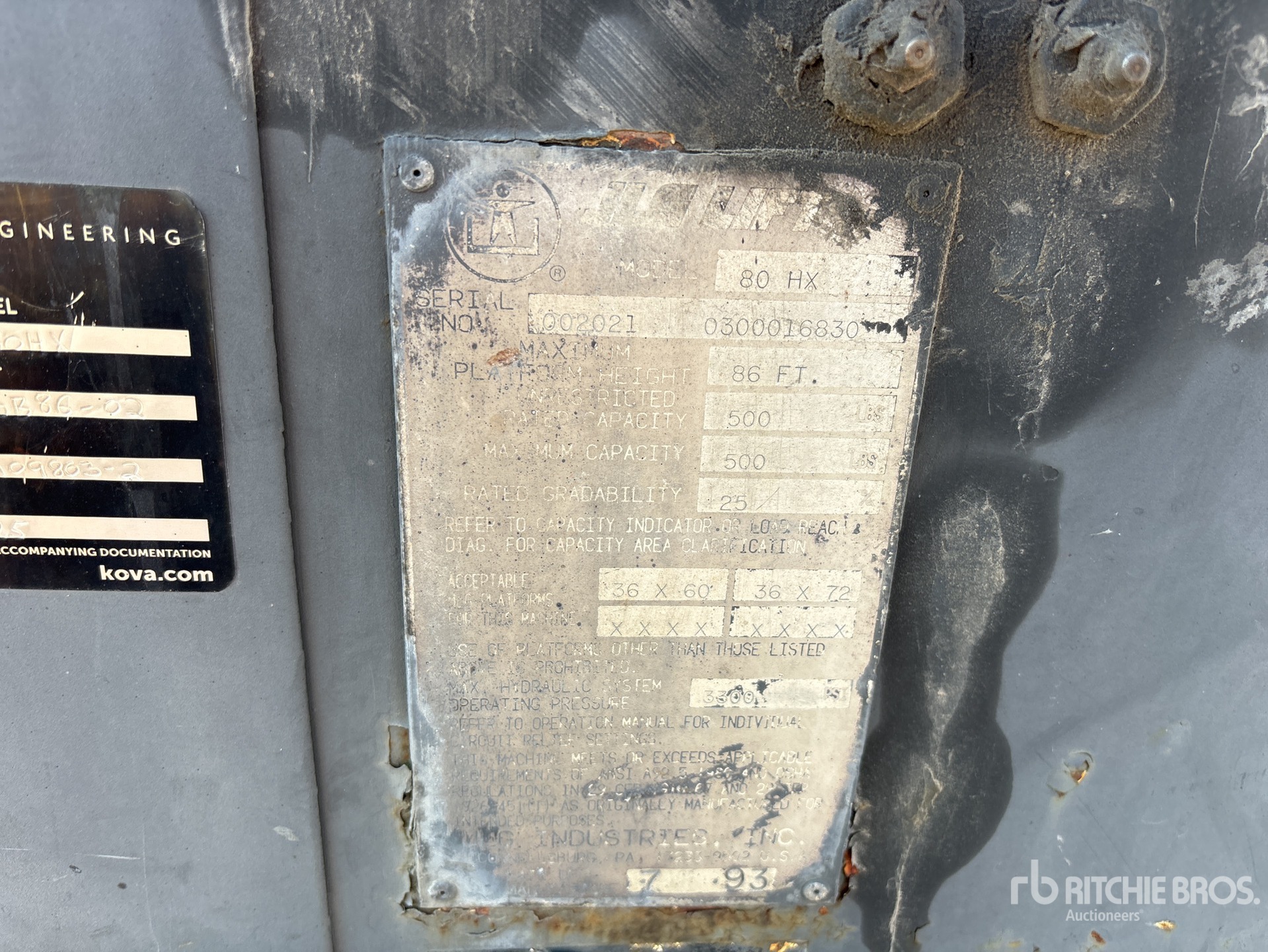 General Appearance with Serial Number / VIN