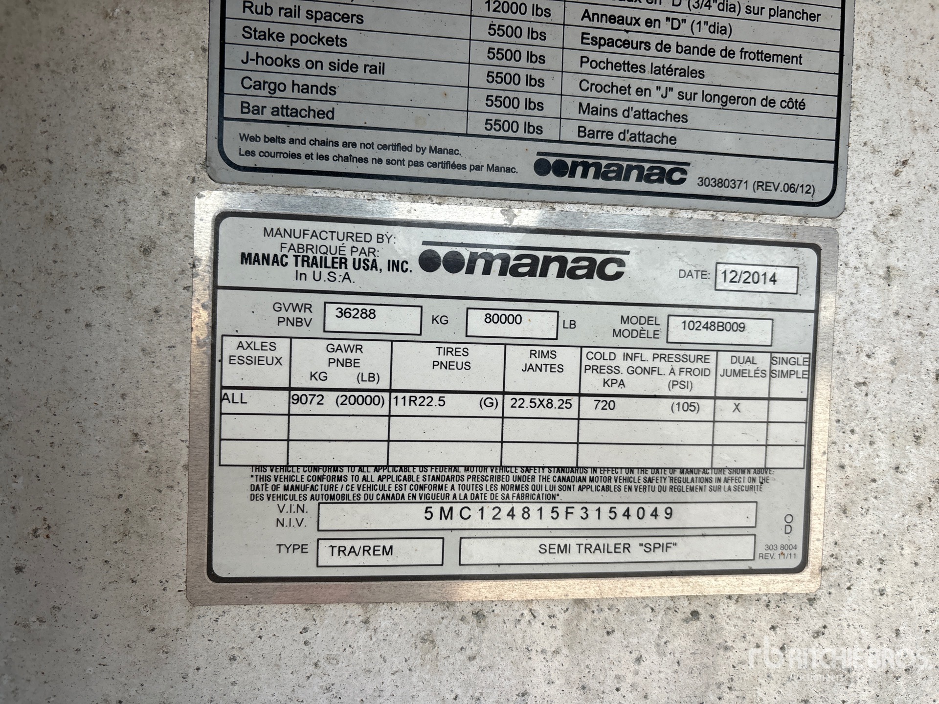 General Appearance with Serial Number / VIN
