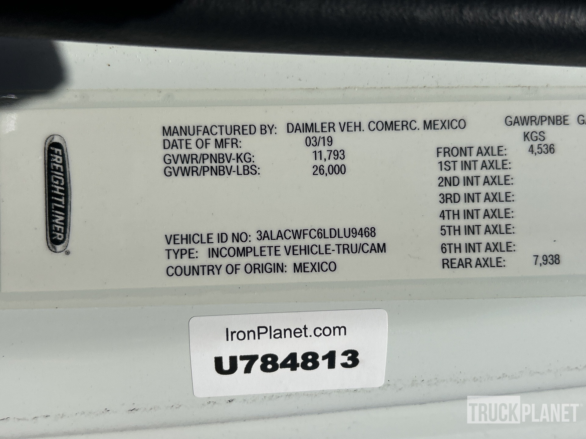 General Appearance with Serial Number / VIN