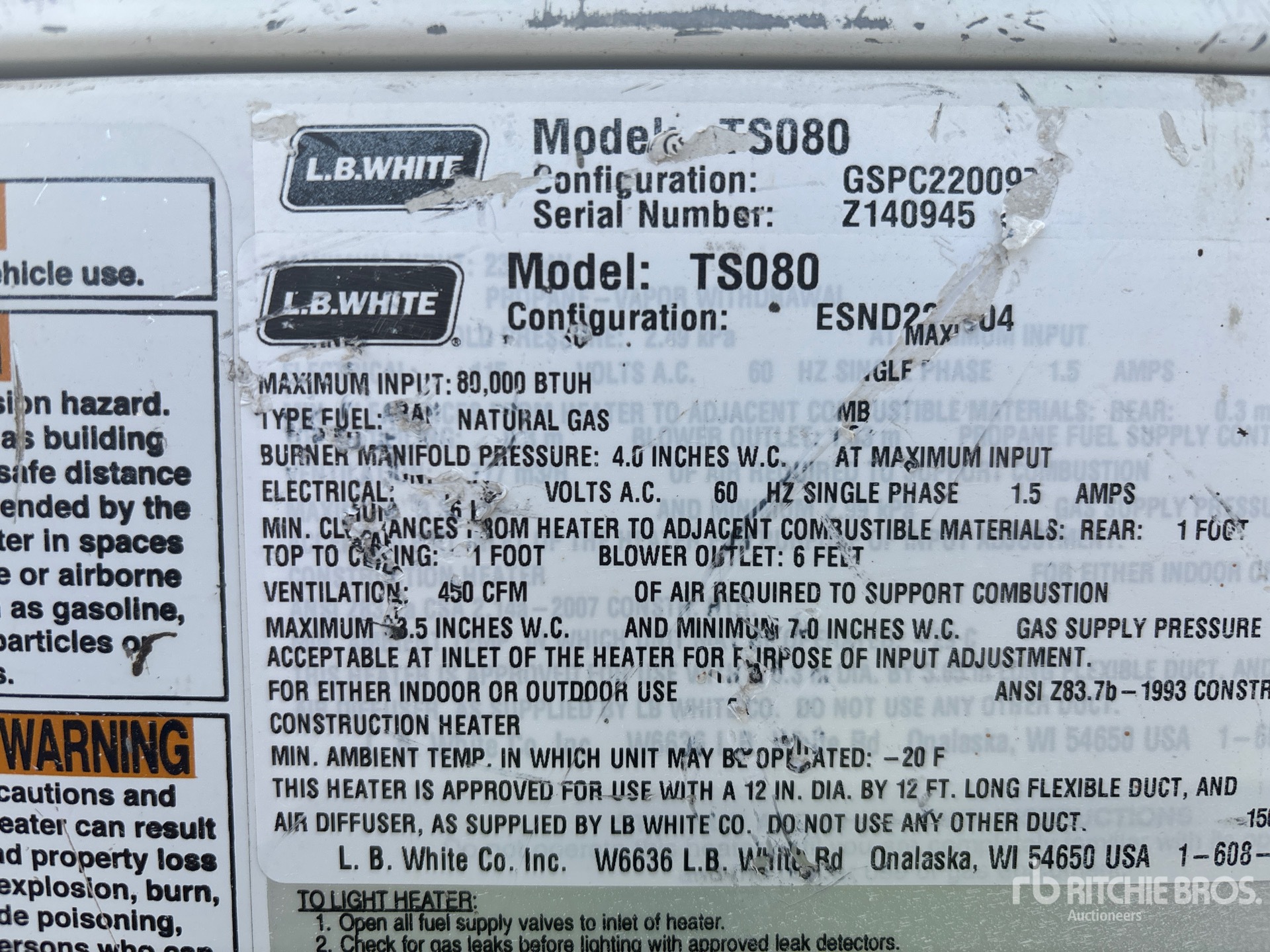 General Appearance with Serial Number / VIN
