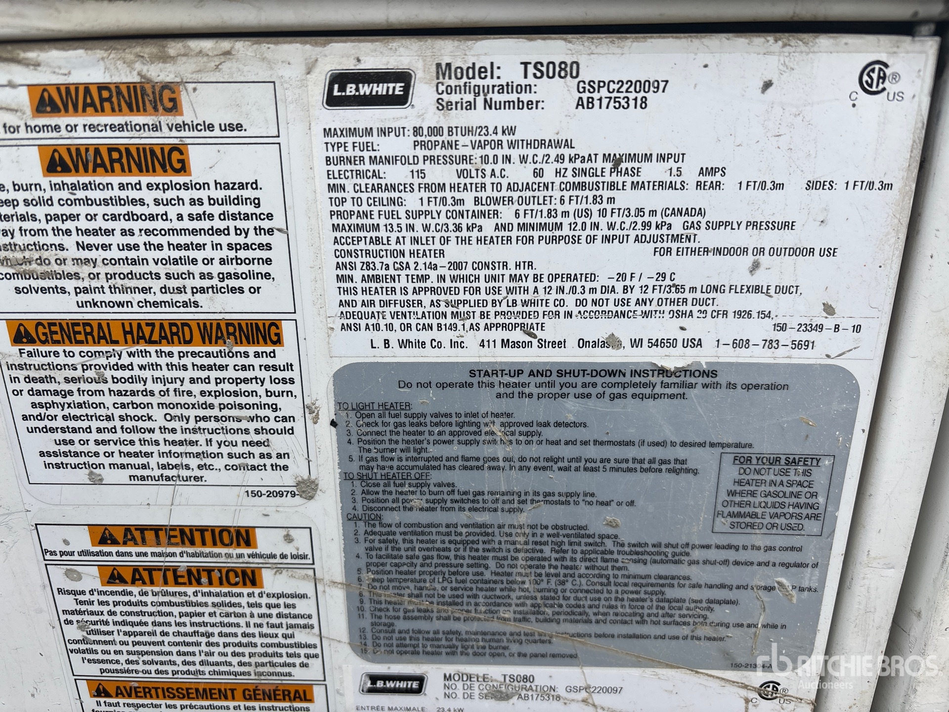 General Appearance with Serial Number / VIN