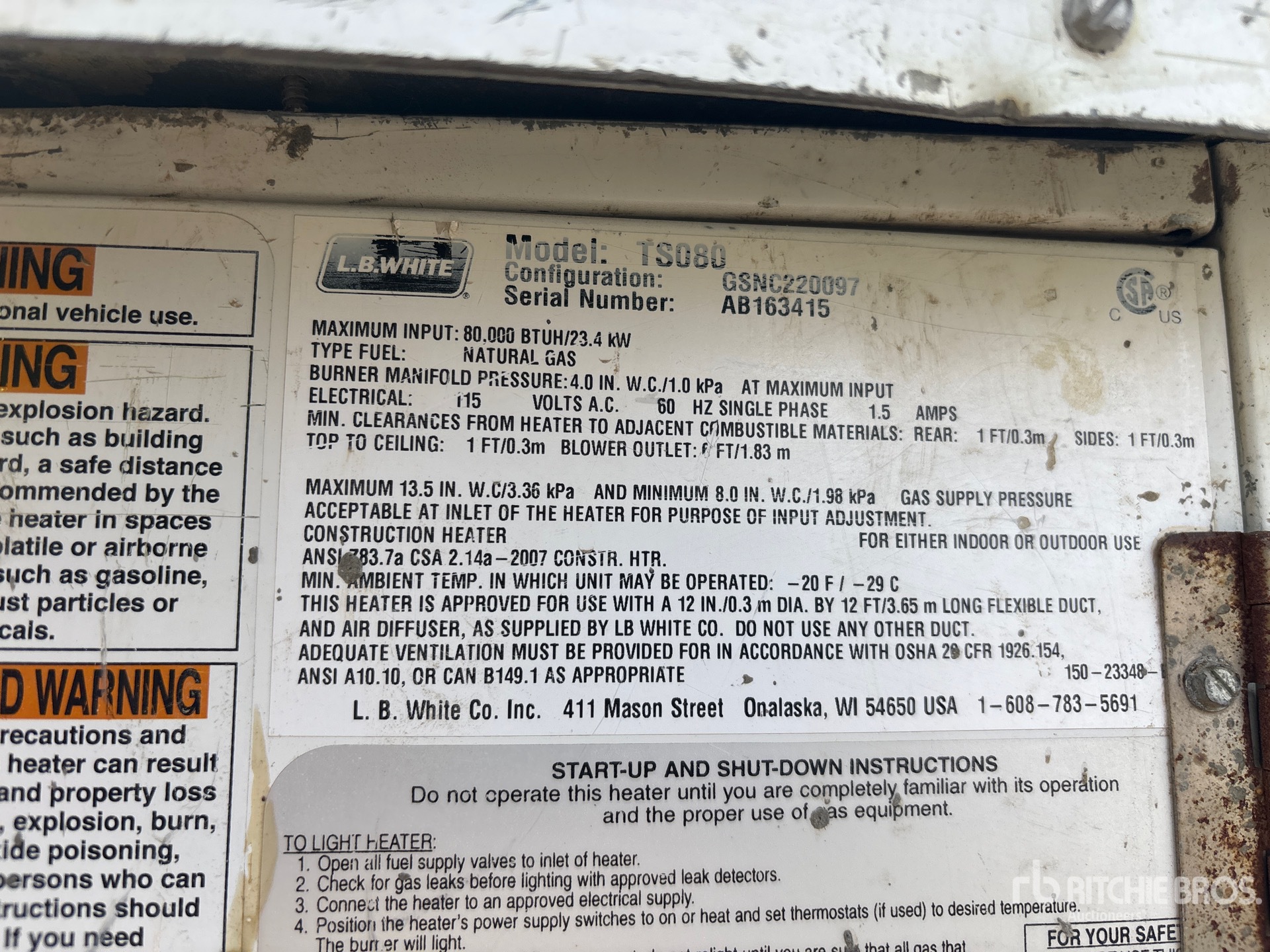 General Appearance with Serial Number / VIN