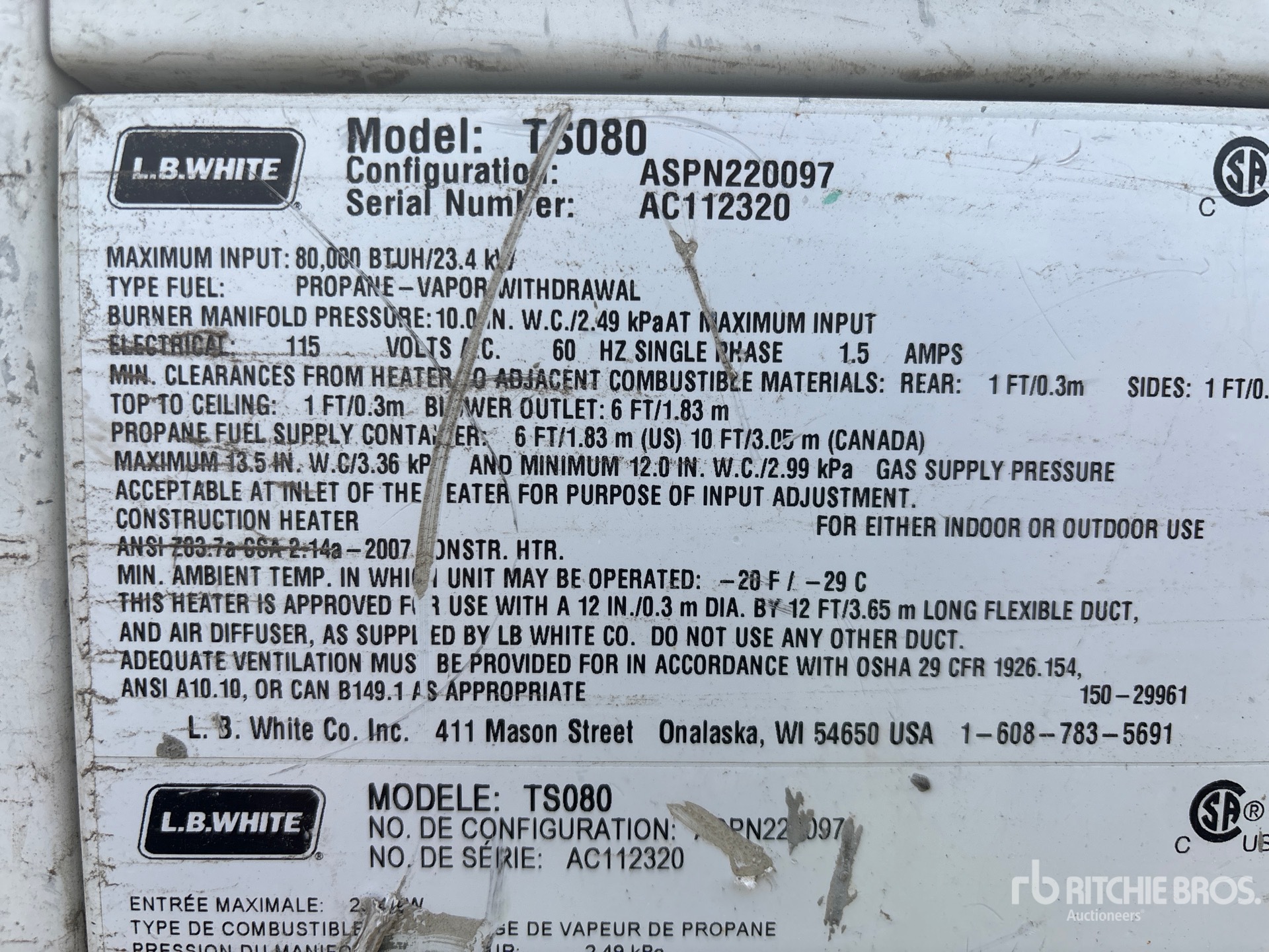 General Appearance with Serial Number / VIN